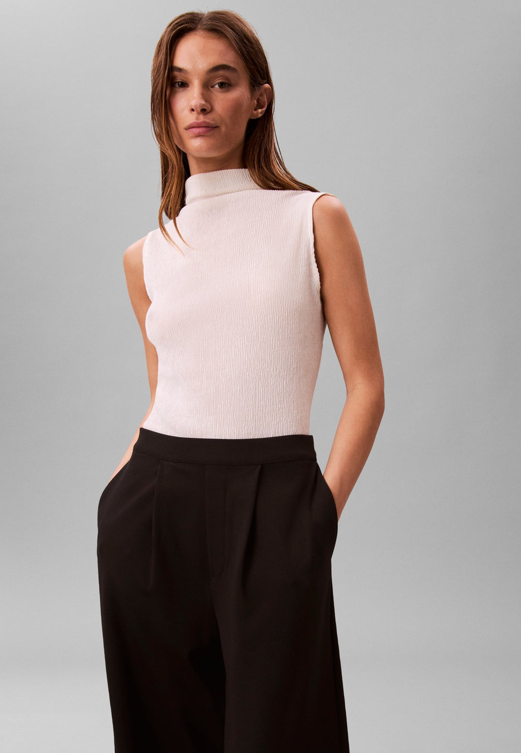 PONTE WIDE LEG PANT - Trousers - black