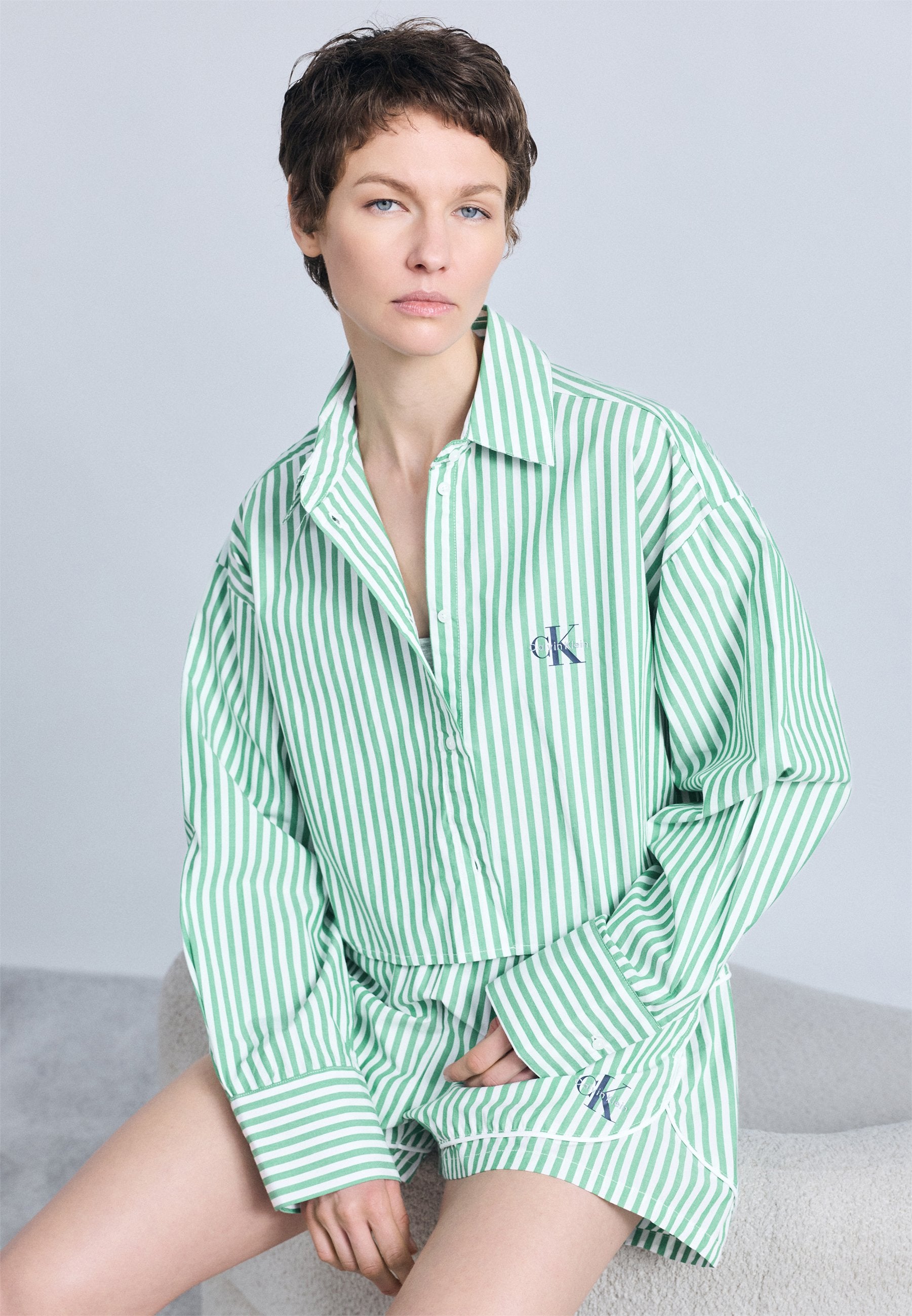 CROPPED SHIRT - Pyjama top - mardi gras green