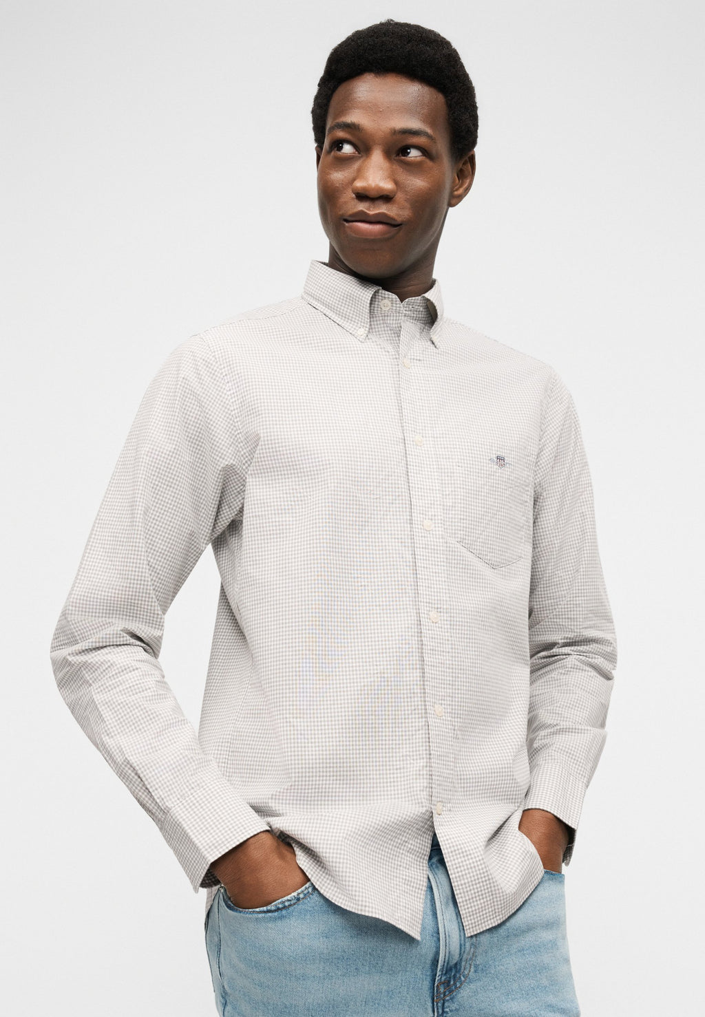 CLASSIC GINGHAM SHIRT - Shirt - light putty