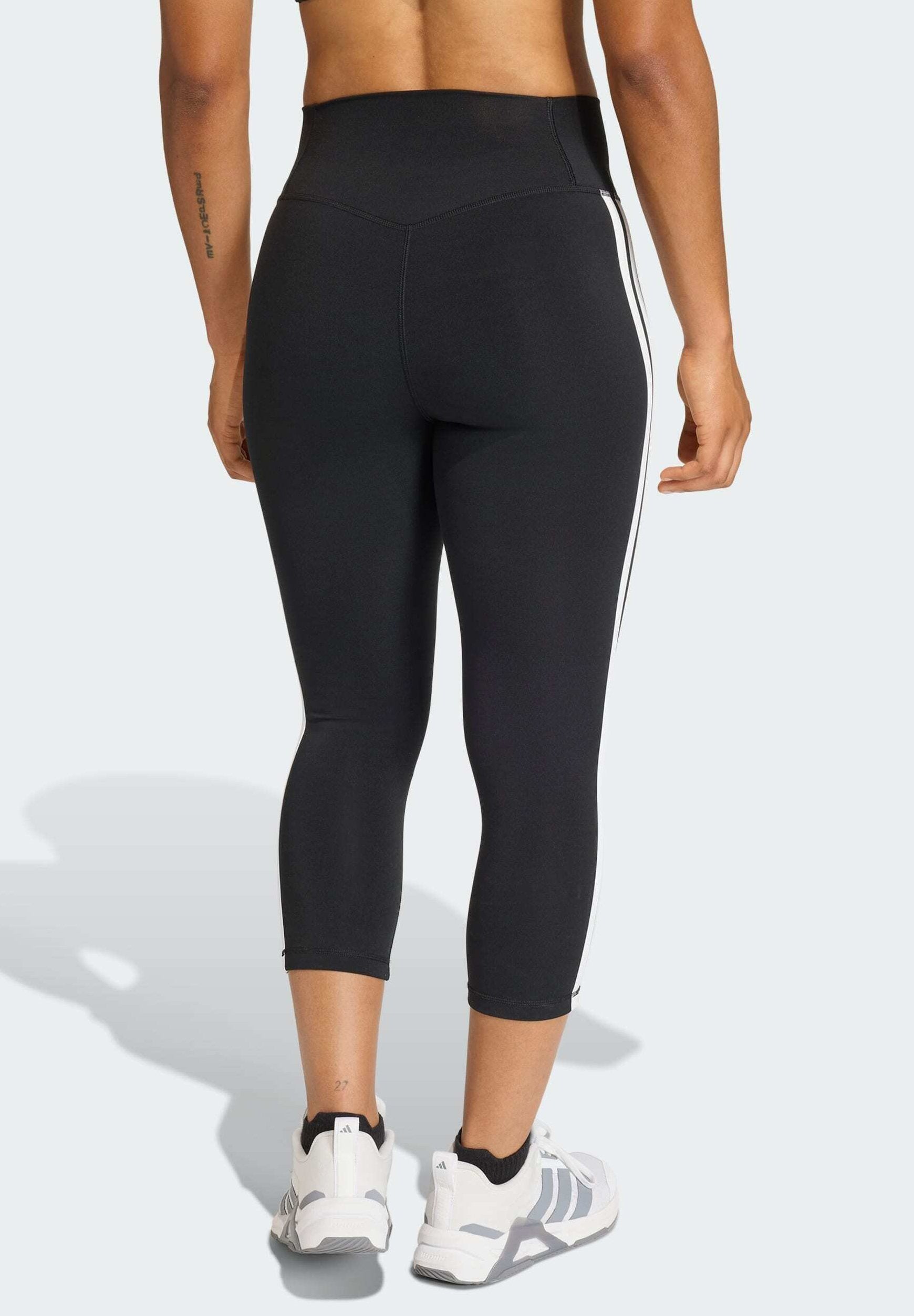 OPTIME ESSENTIALS WORKOUT 3 STRIPES 3/4 - 3/4 sports trousers - black/white