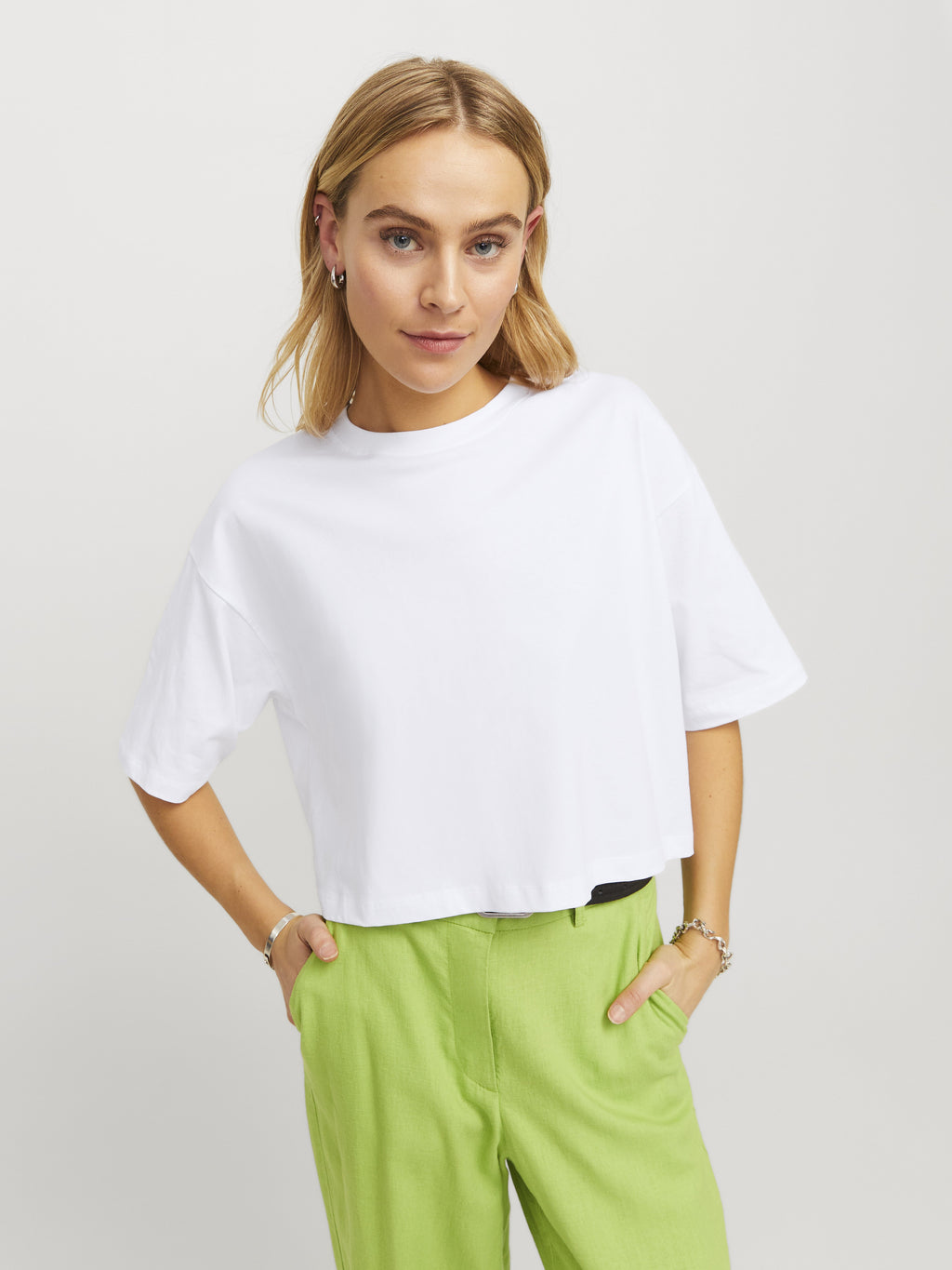 JXANDREA LOOSE CROPPED TEE - Basic T-shirt - bright white