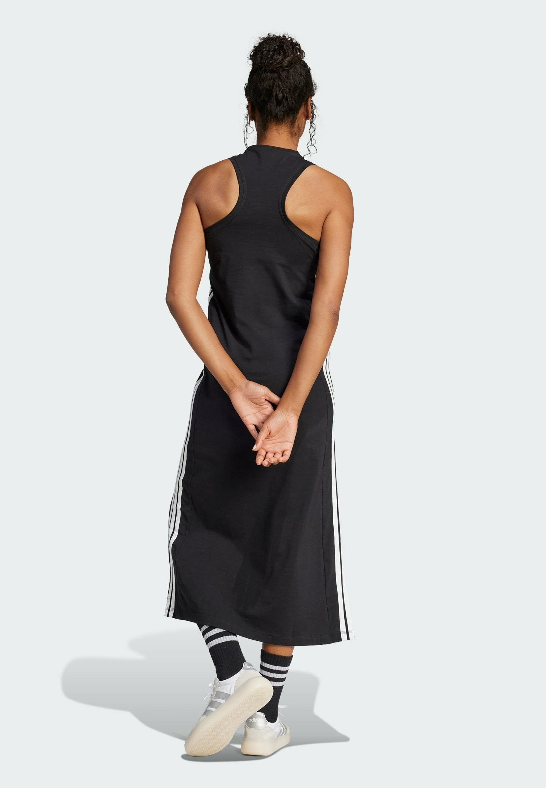 ESSENTIALS STRIPES LONG RACERBACK - Jersey dress - black   white