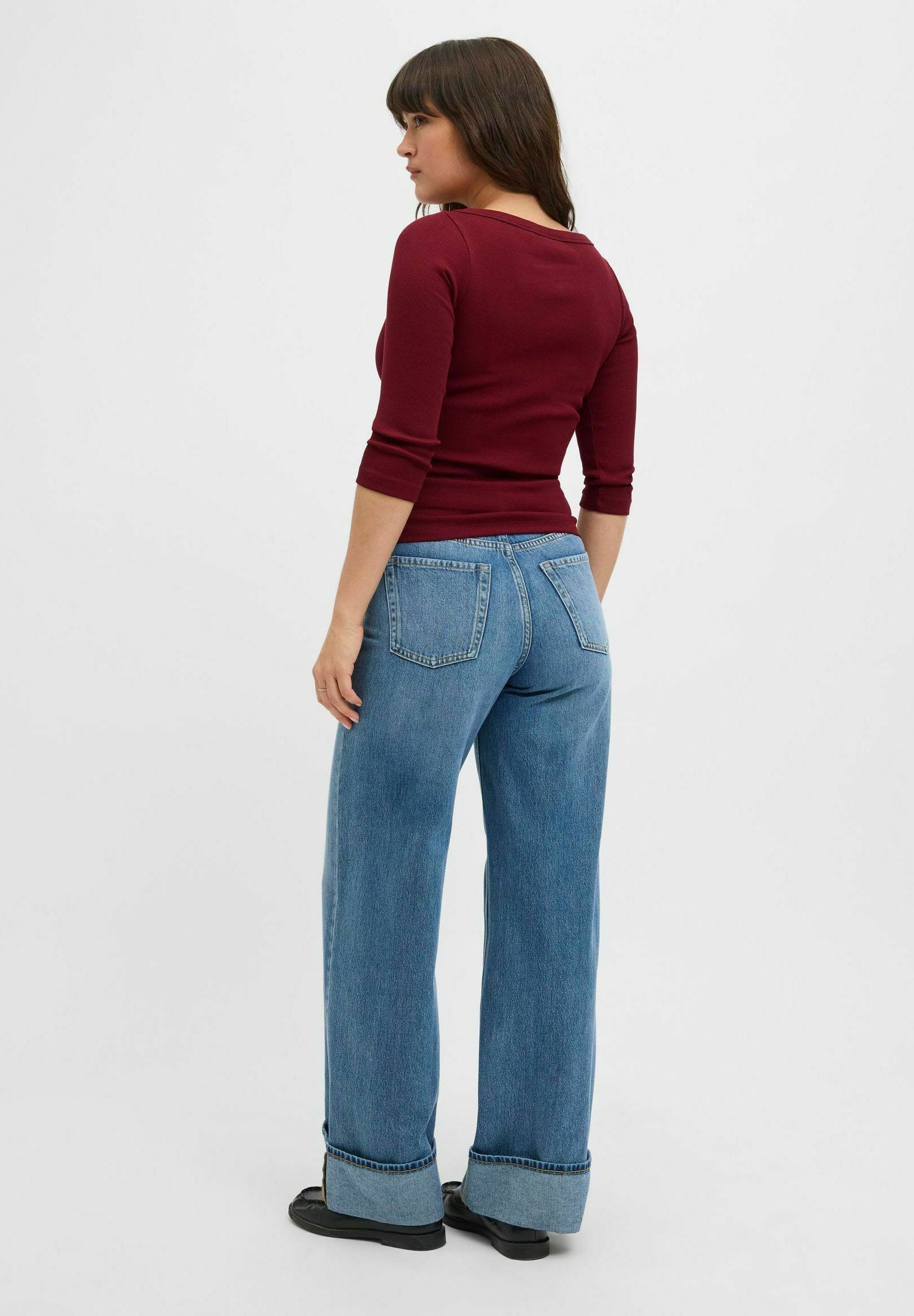 JXFIFI STR 3/4 BOATNECK TOP JRS NOOS - Haut à manches longues - cabernet