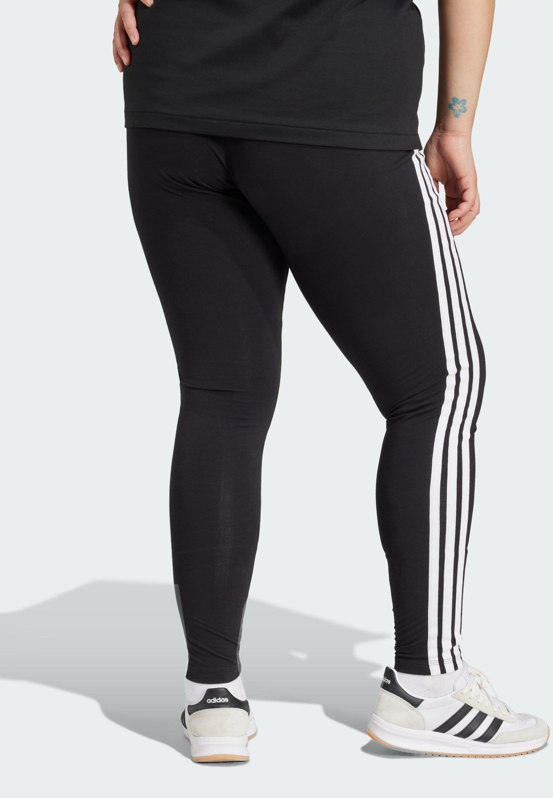 ESSENTIALS 3-STRIPES PLUS SIZE - Leggings - black white