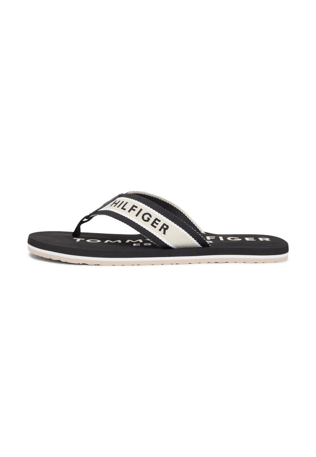 WEBBING STRAP LOGO FLIP-FLOPS - T-bar sandals - black