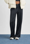 BELTED PINTUCK PANT - Trousers - black