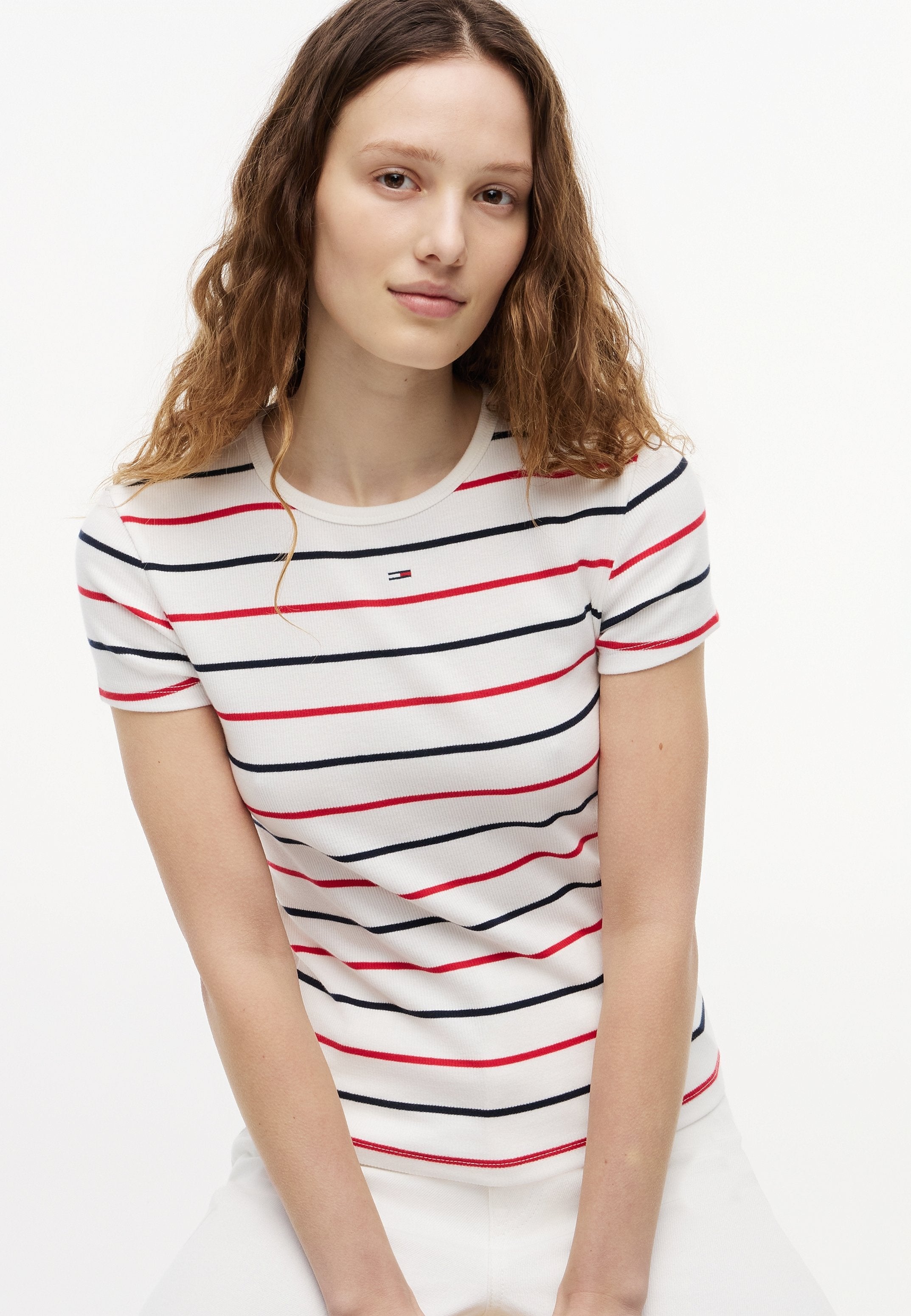 SLIM FIT - Print T-shirt - offwhite/navy/red