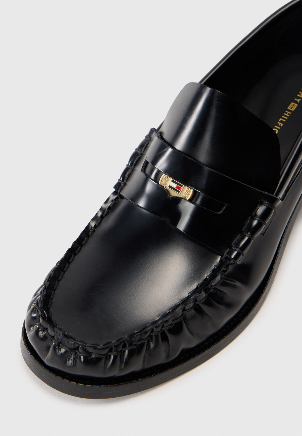 PATENT LEATHER BLOCK HEEL LOAFERS - Slip-ons - black