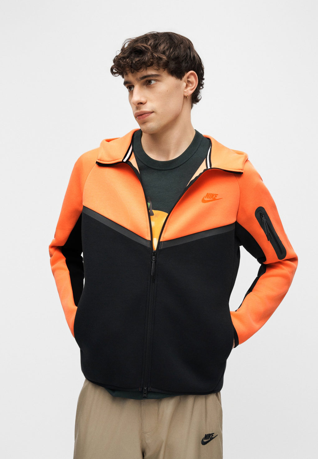 Veste polaire - orange givré/noir