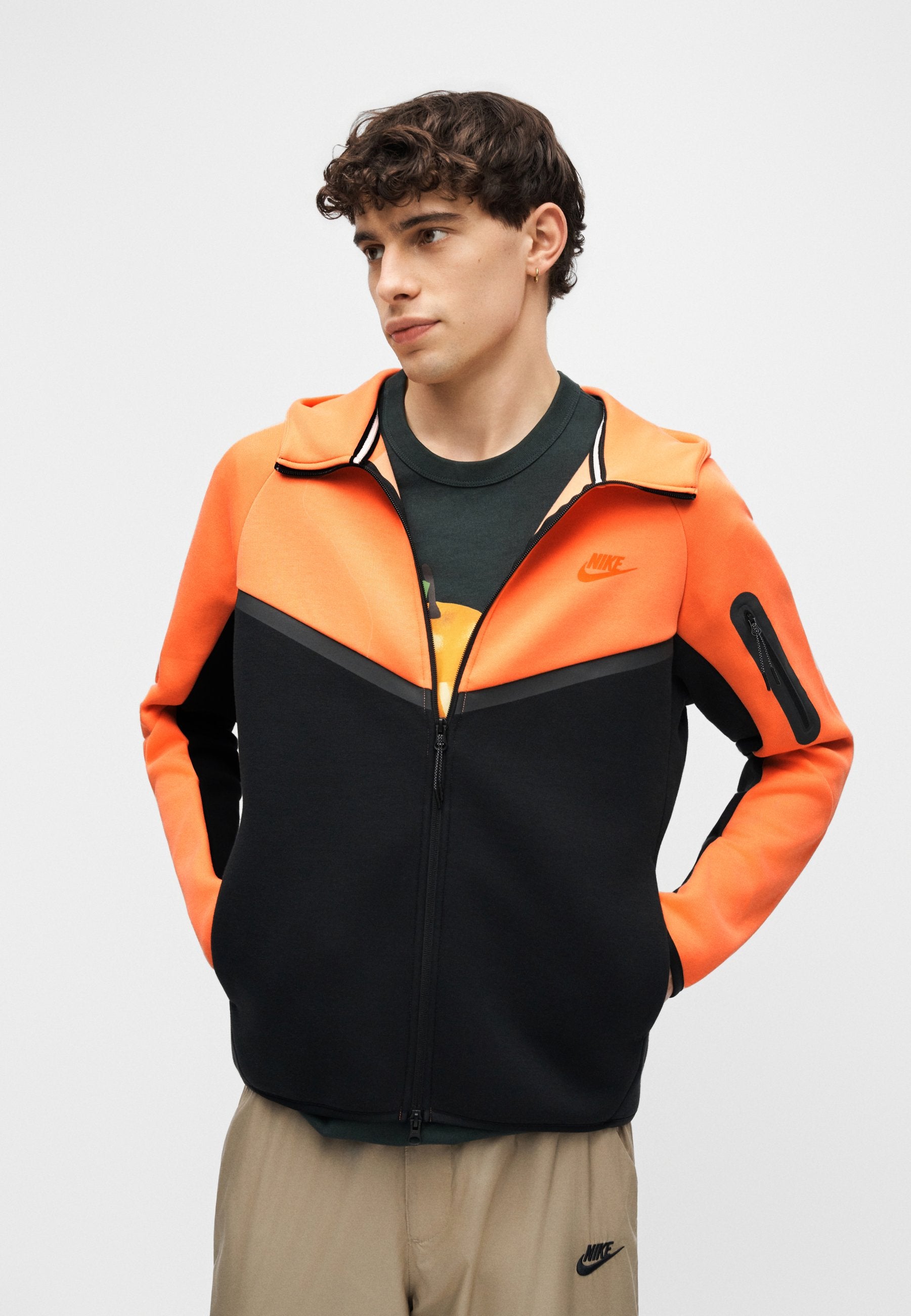 Veste polaire - orange givré/noir