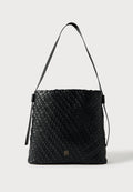 TH MONOGRAM BRAIDED HOBO BAG - Handbag - black