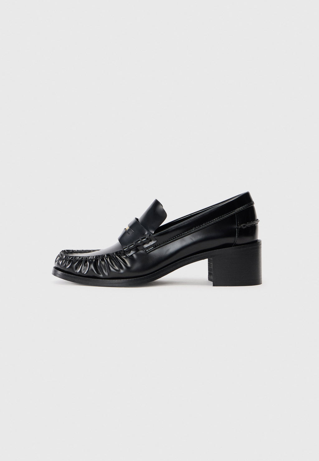 PATENT LEATHER BLOCK HEEL LOAFERS - Slip-ons - black