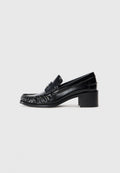 PATENT LEATHER BLOCK HEEL LOAFERS - Slip-ons - black