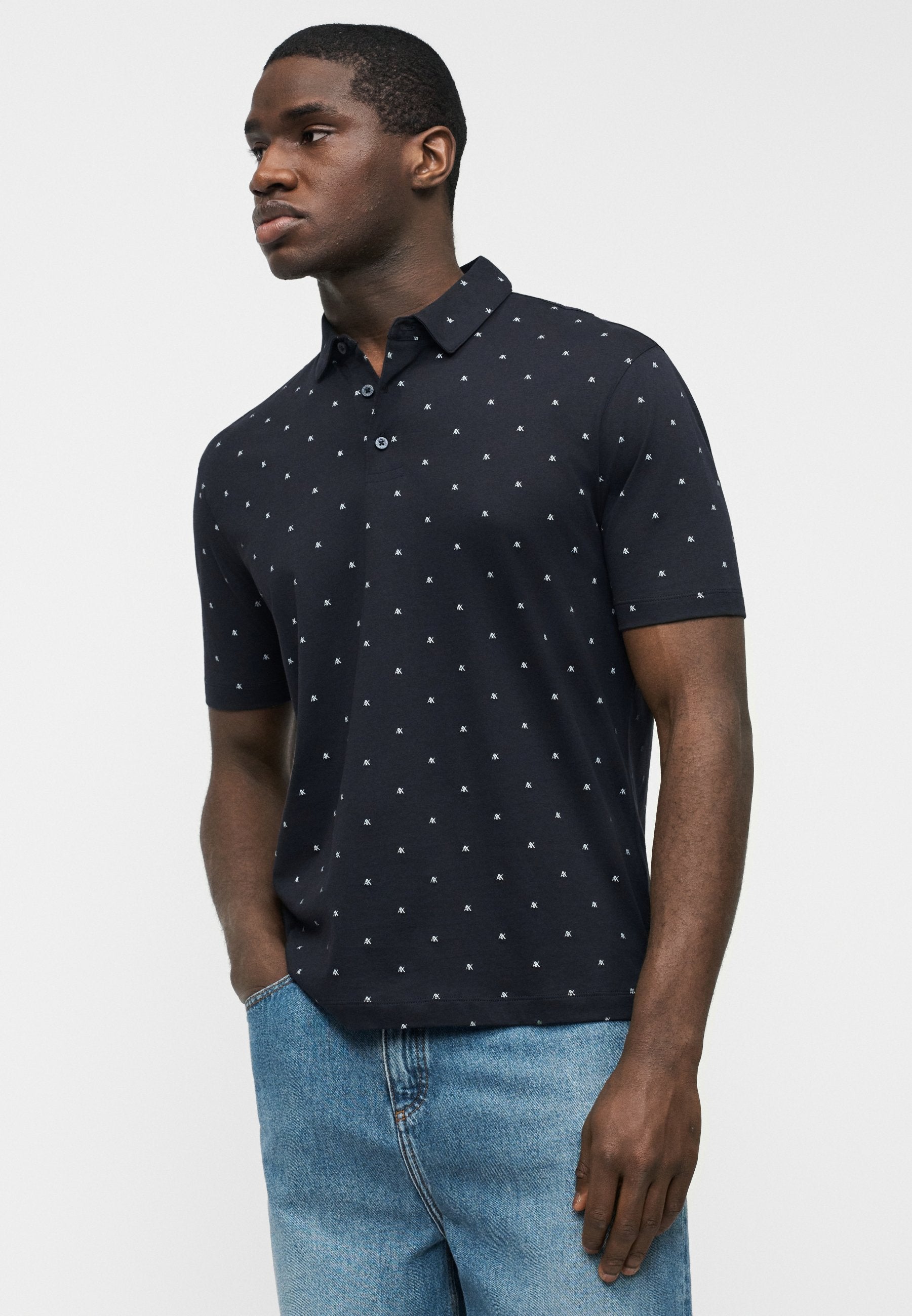 AX LOGO POLO SHIRT REGULAR FIT - Polo shirt - deep navy