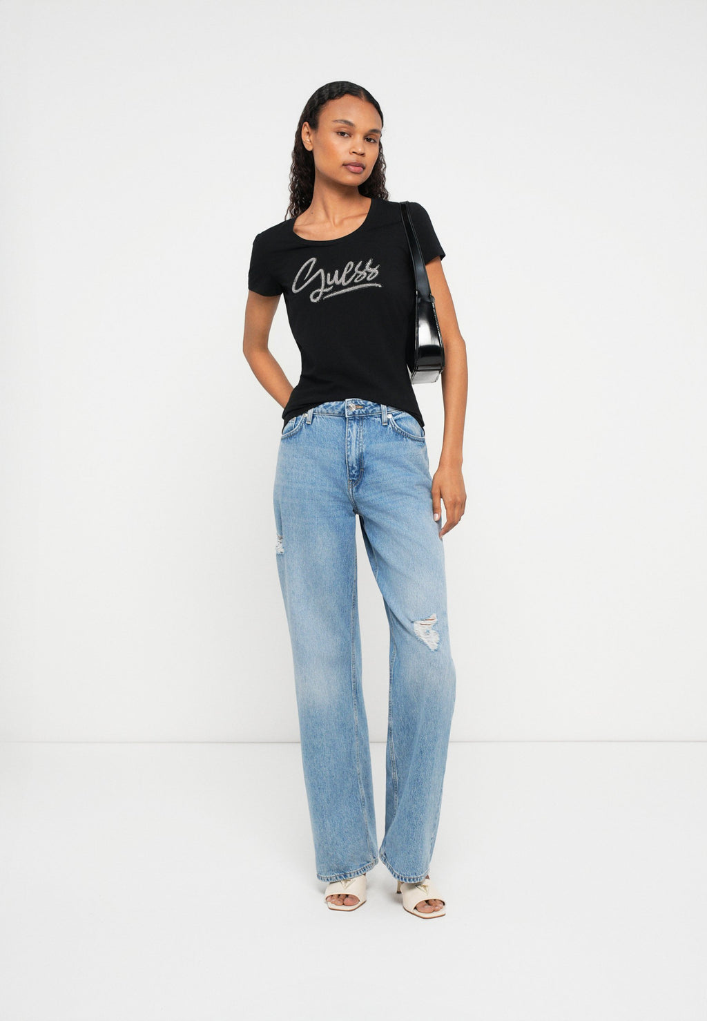 SCRIPT TEE - Print T-shirt - jet black