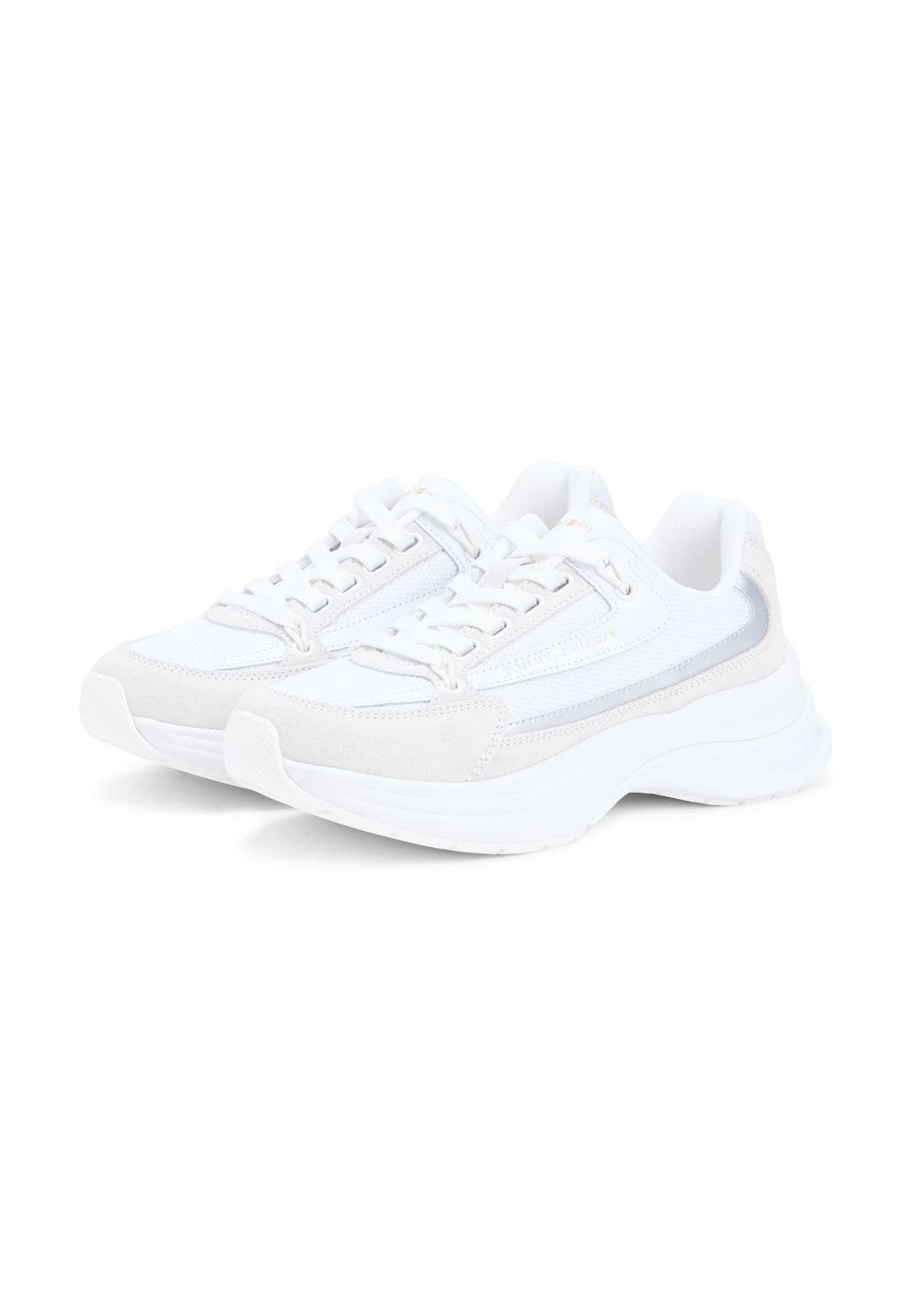 SUEDE CHUNKY LACE-UP TRAINERS - Trainers - white