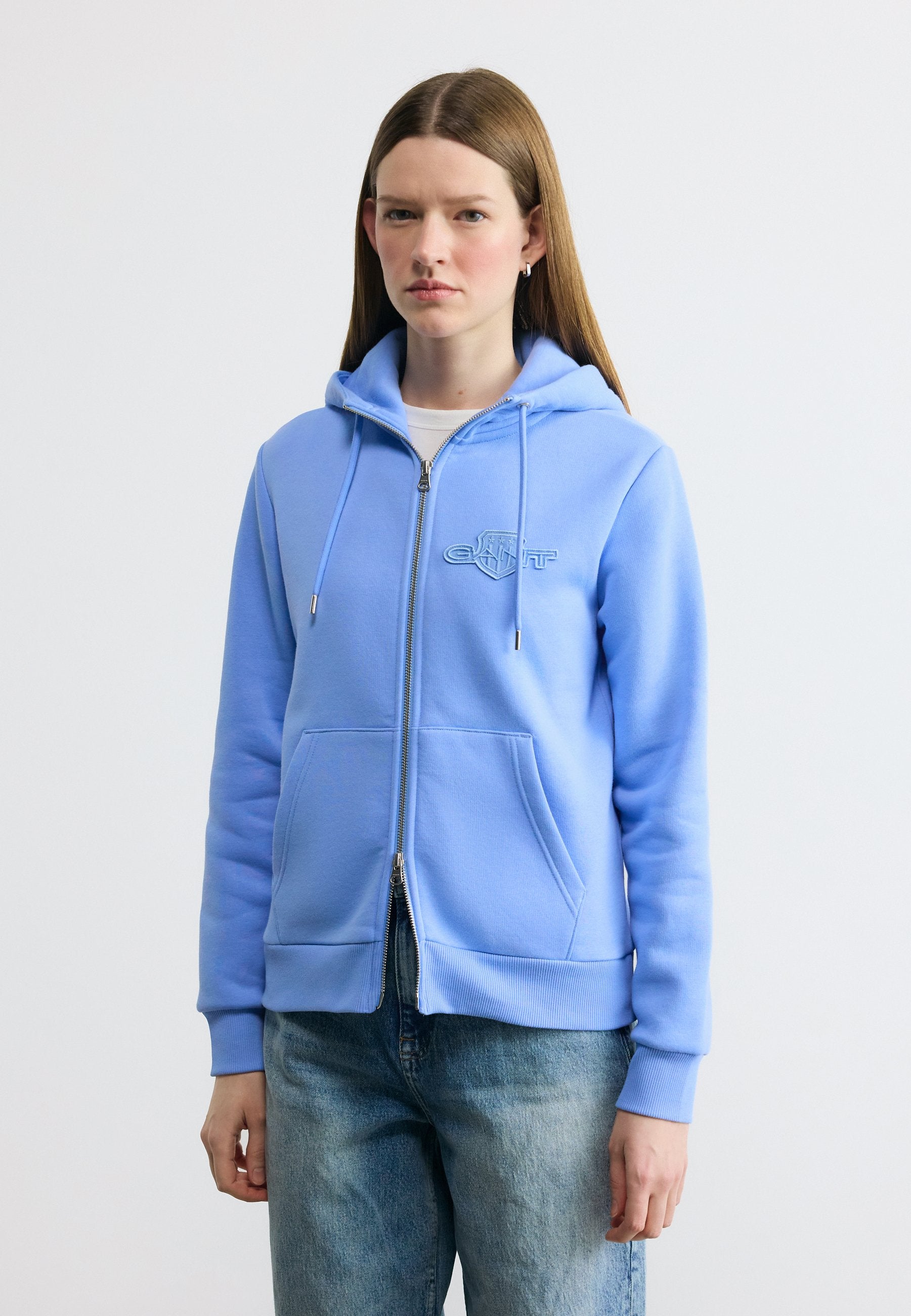 TONAL SHIELD ZIP HOODIE - Zip-up sweatshirt - palace blue