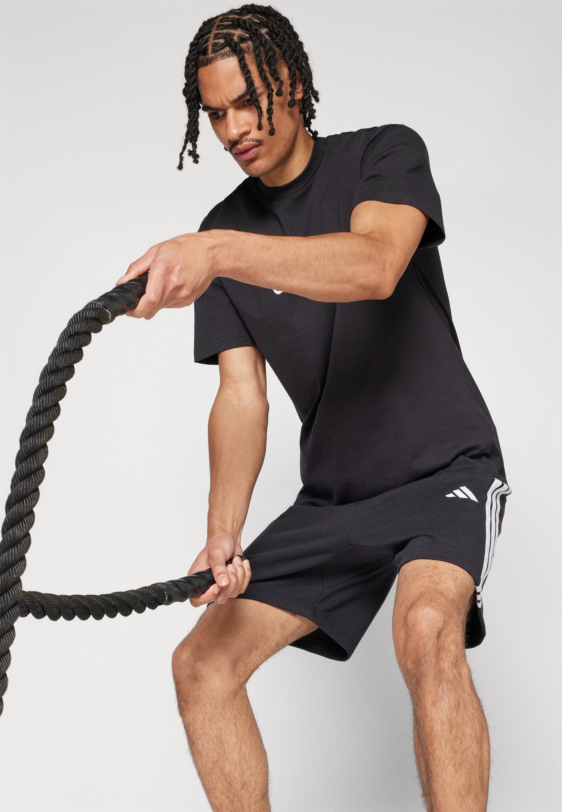 ESSENTIALS THREE STRIPES FRENCH TERRY - Sports shorts - black/white