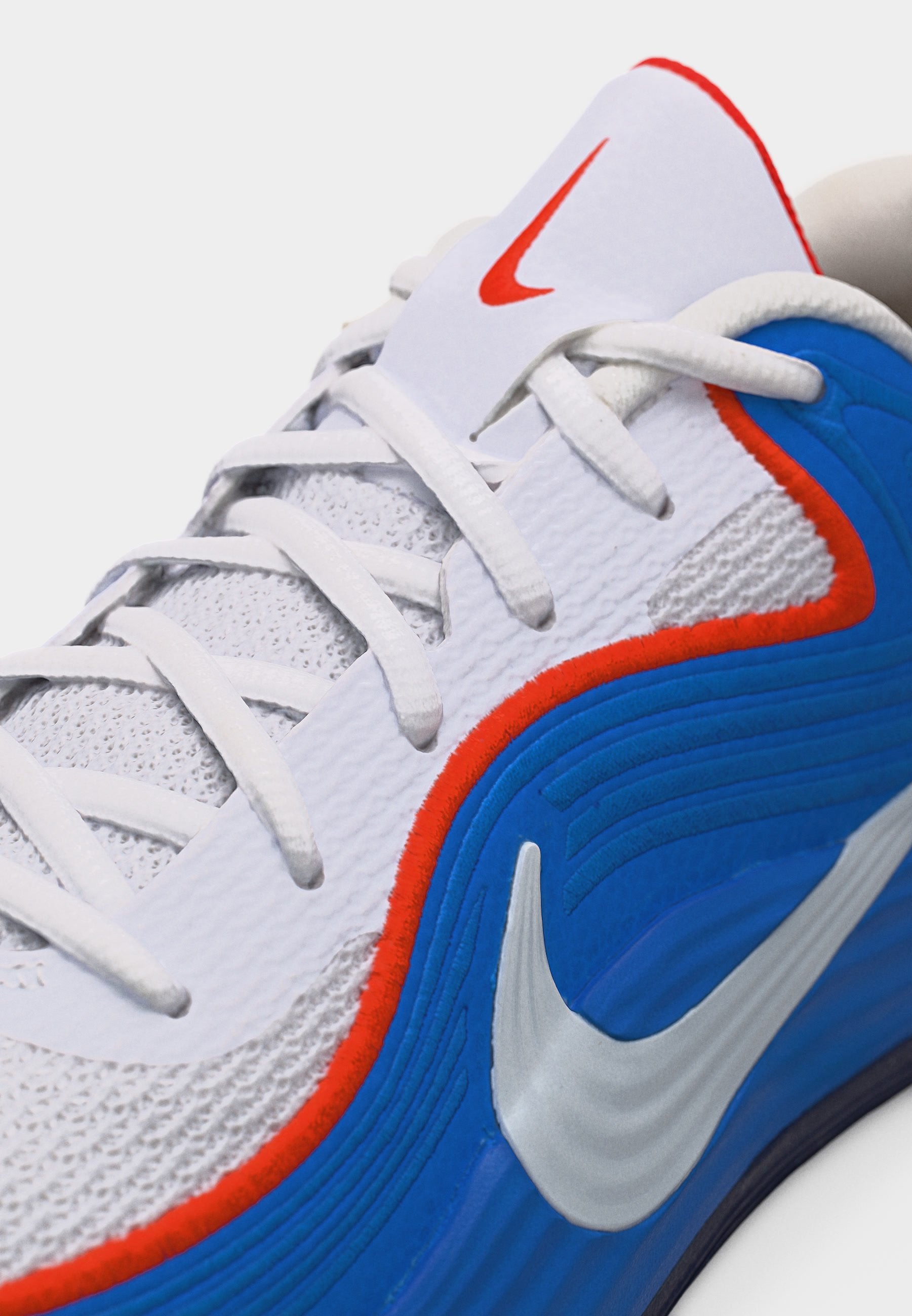 PRECISION 8 LOW UNISEX - Basketball shoes - white/light photo blue/picante red