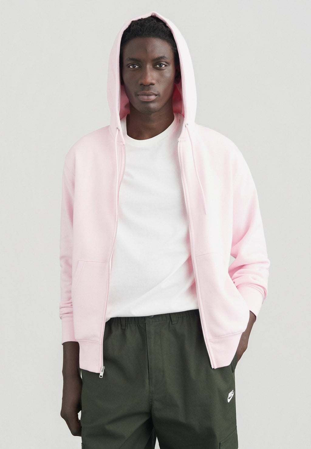 KAPÜŞONLU - Tam fermuarlı sweatshirt - pembe köpük/beyaz