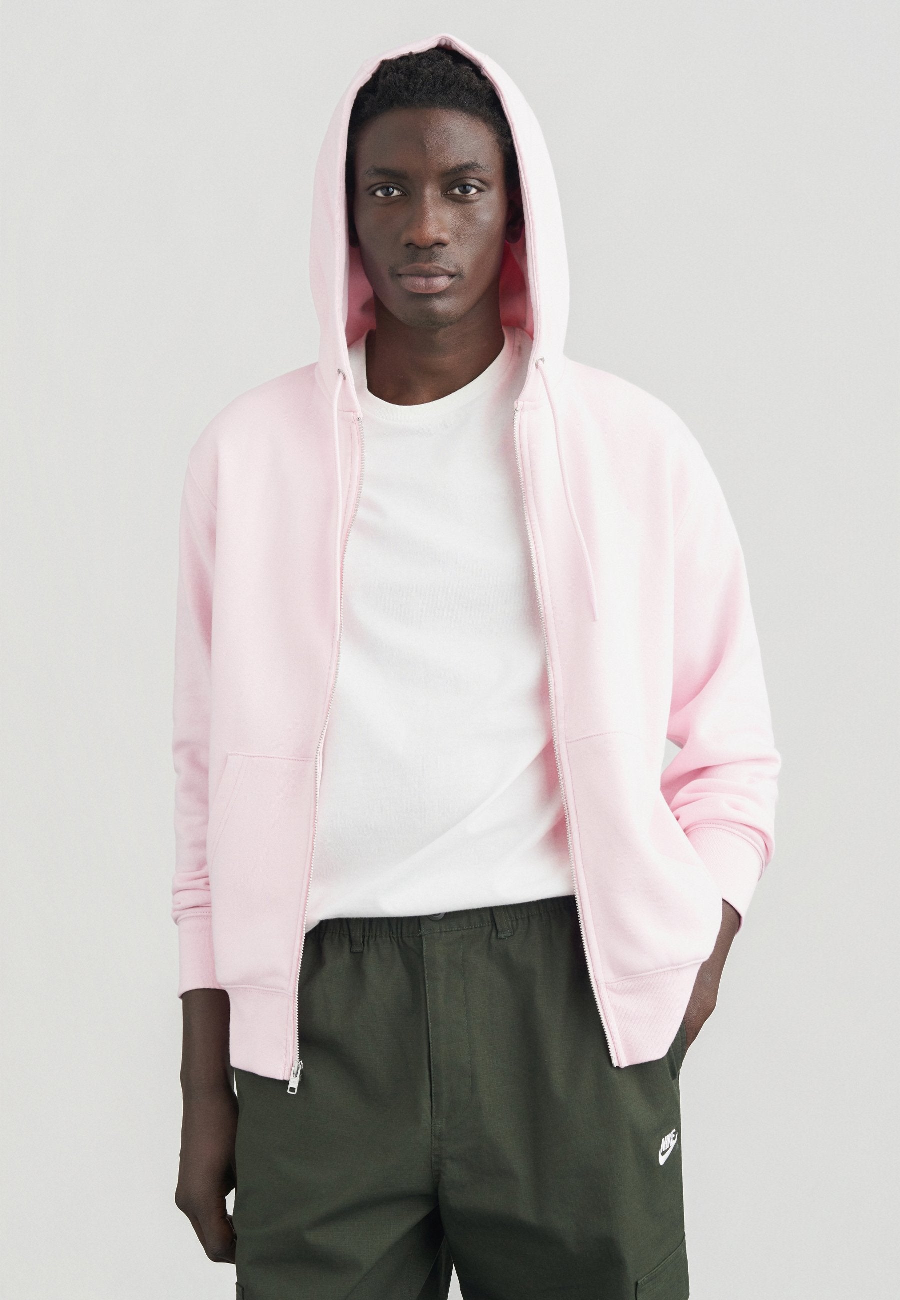 KAPÜŞONLU - Tam fermuarlı sweatshirt - pembe köpük/beyaz