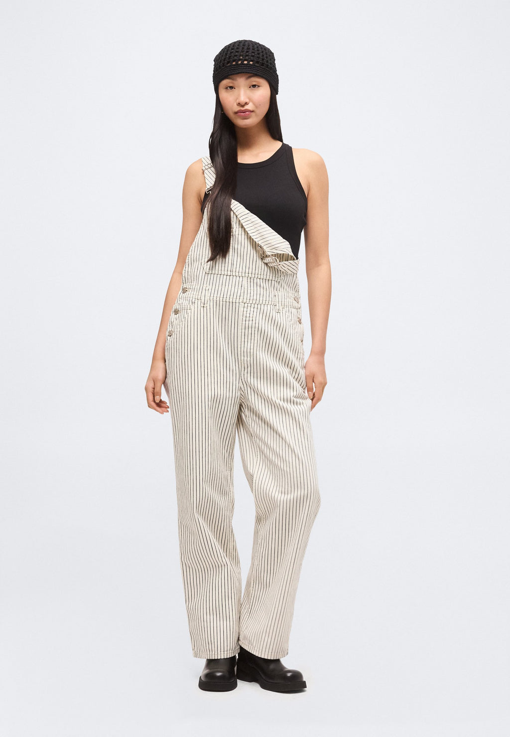 LOOSE OVERALL TEAGUE STRIPE - Denim Dungarees - navy