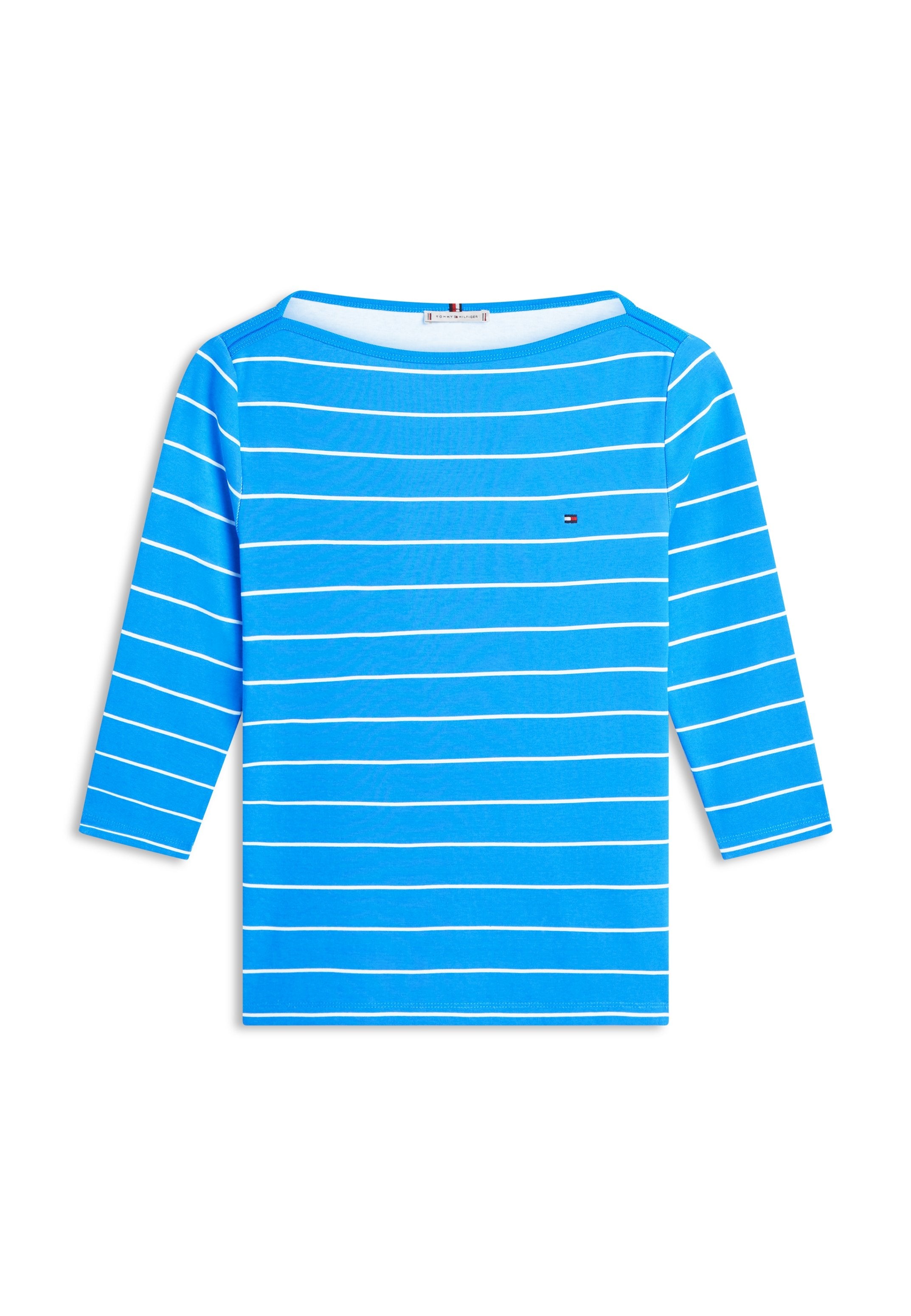 BOAT NECK THREE-QUARTER SLEEVE T-SHIRT - Long sleeved top - blue orbit/ecru