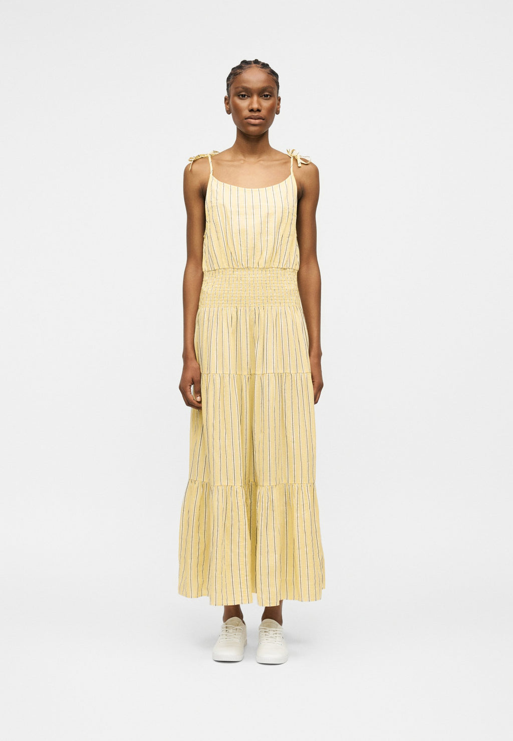 SMOCK TIE MIDI DRESS - Day dress - liquorice/citronella