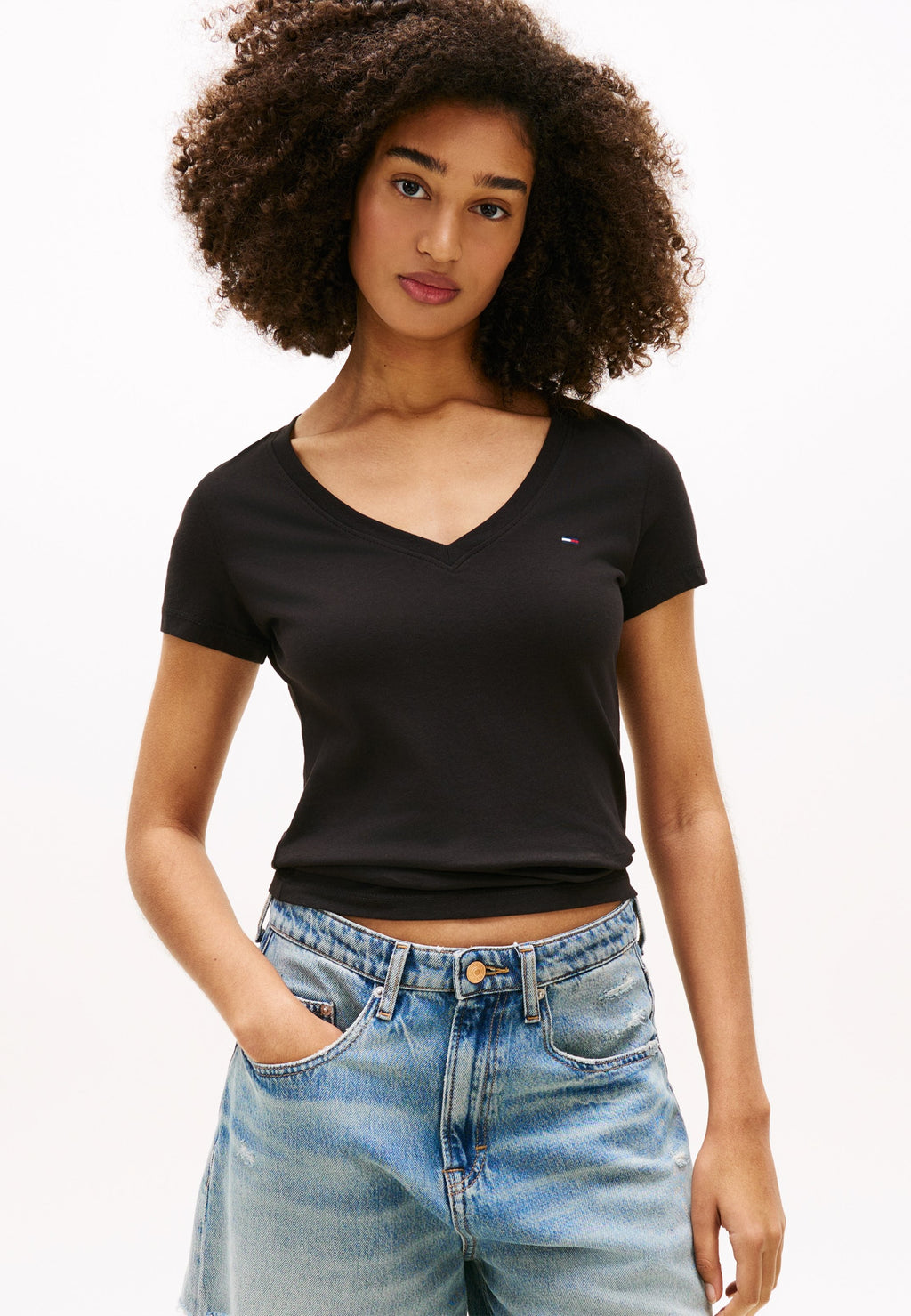3-PACK JERSEY V-NECK T-SHIRTS - Basic T-shirt - black/ecru/dark night navy