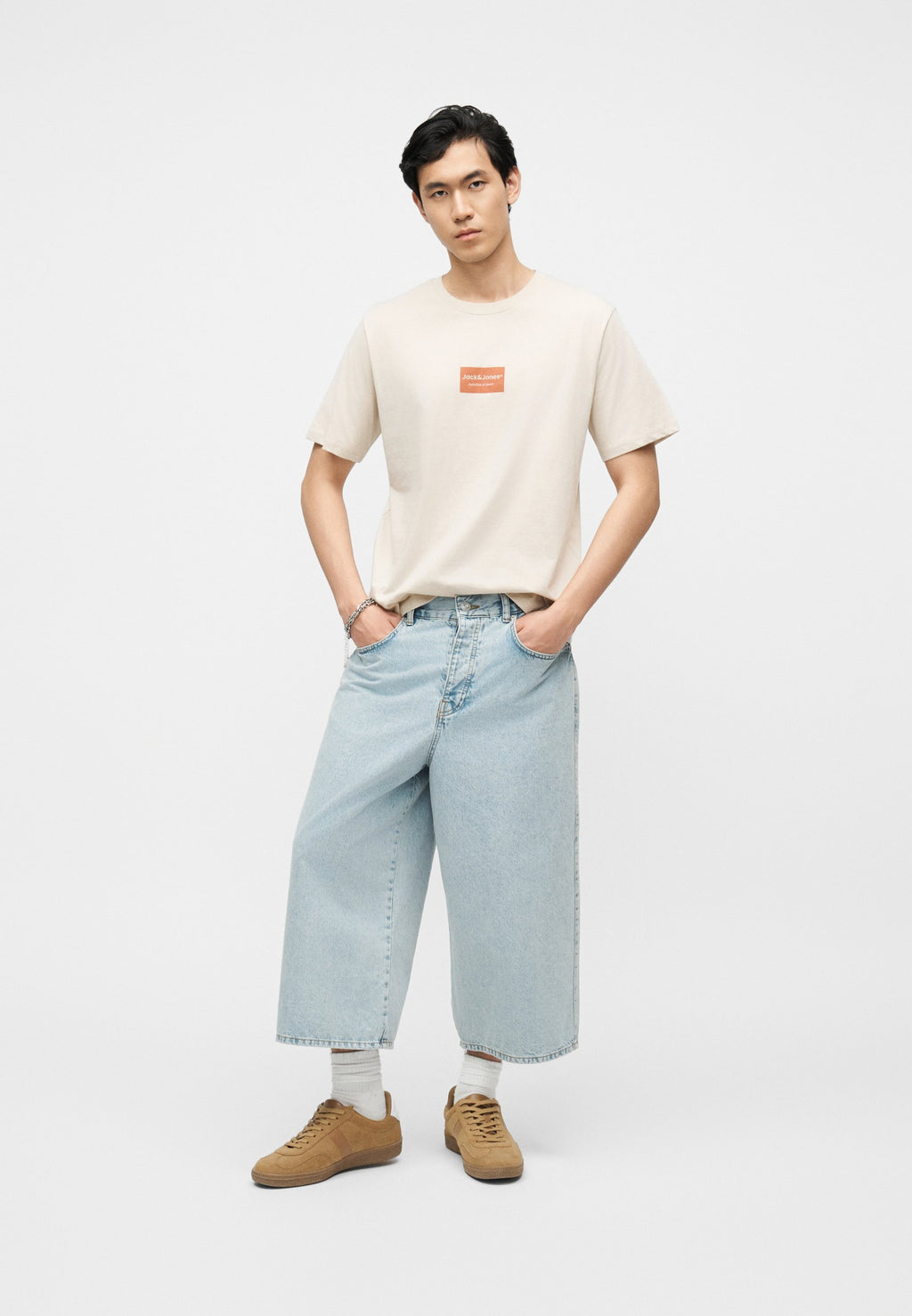 JJFRANK TEE CREW NECK 3 PACK - Basic T-shirt - vetiver/monbeam/navy blazer
