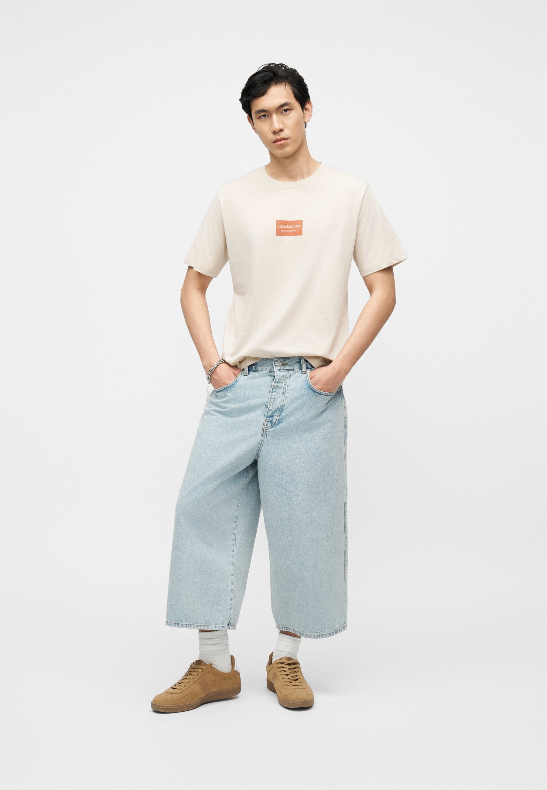 JJFRANK TEE CREW NECK 3 PACK - Basic T-shirt - vetiver/monbeam/navy blazer