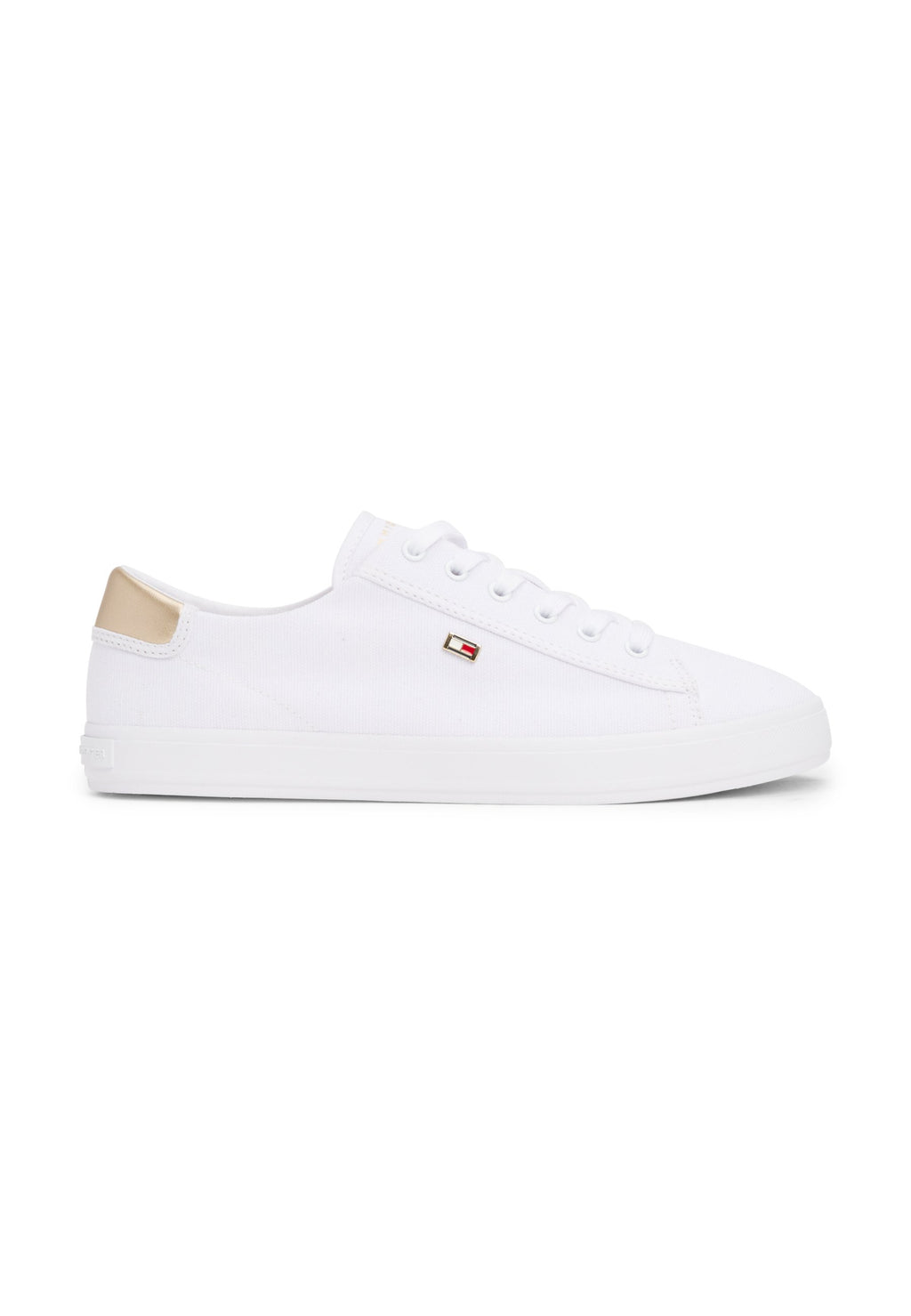 METALLIC HEEL CANVAS TRAINERS - Trainers - white