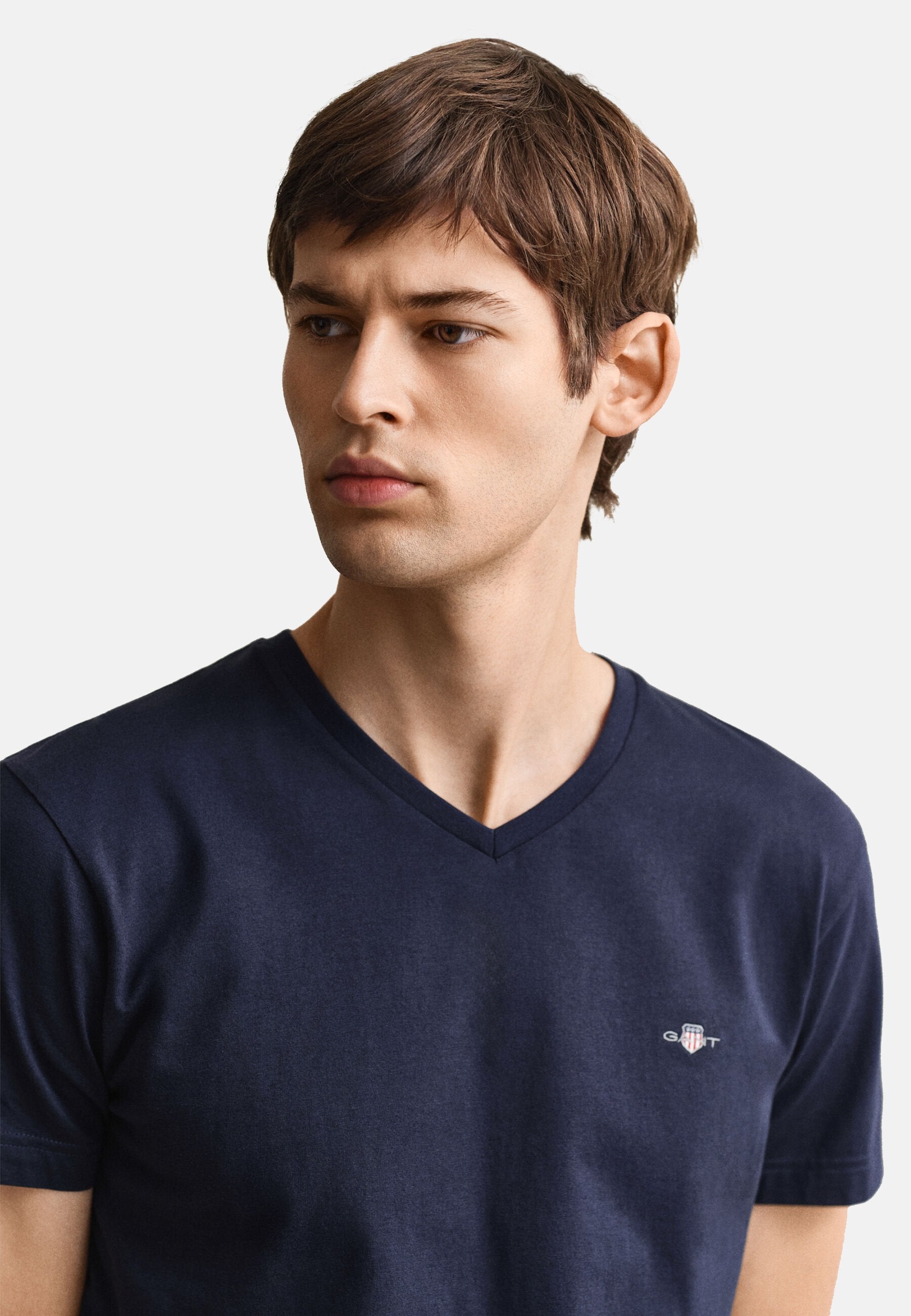 SHIELD V NECK - Basic T-shirt - evening blue