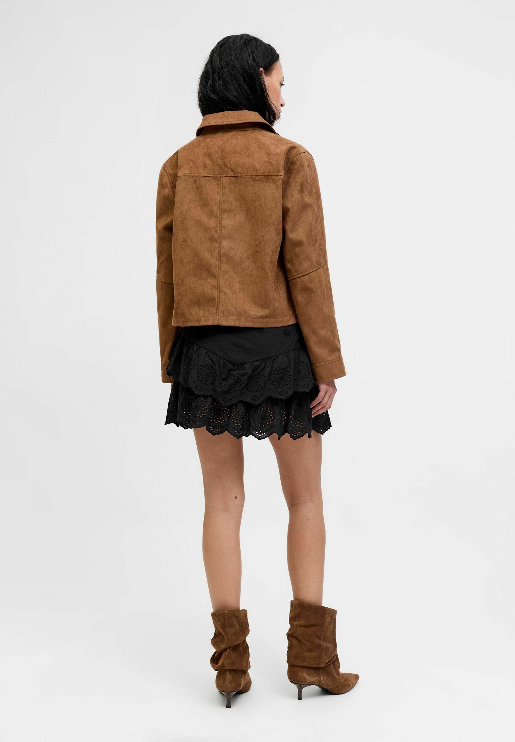 JXJADE LAYERED BRODERIE SKIRT - A-line skirt - black