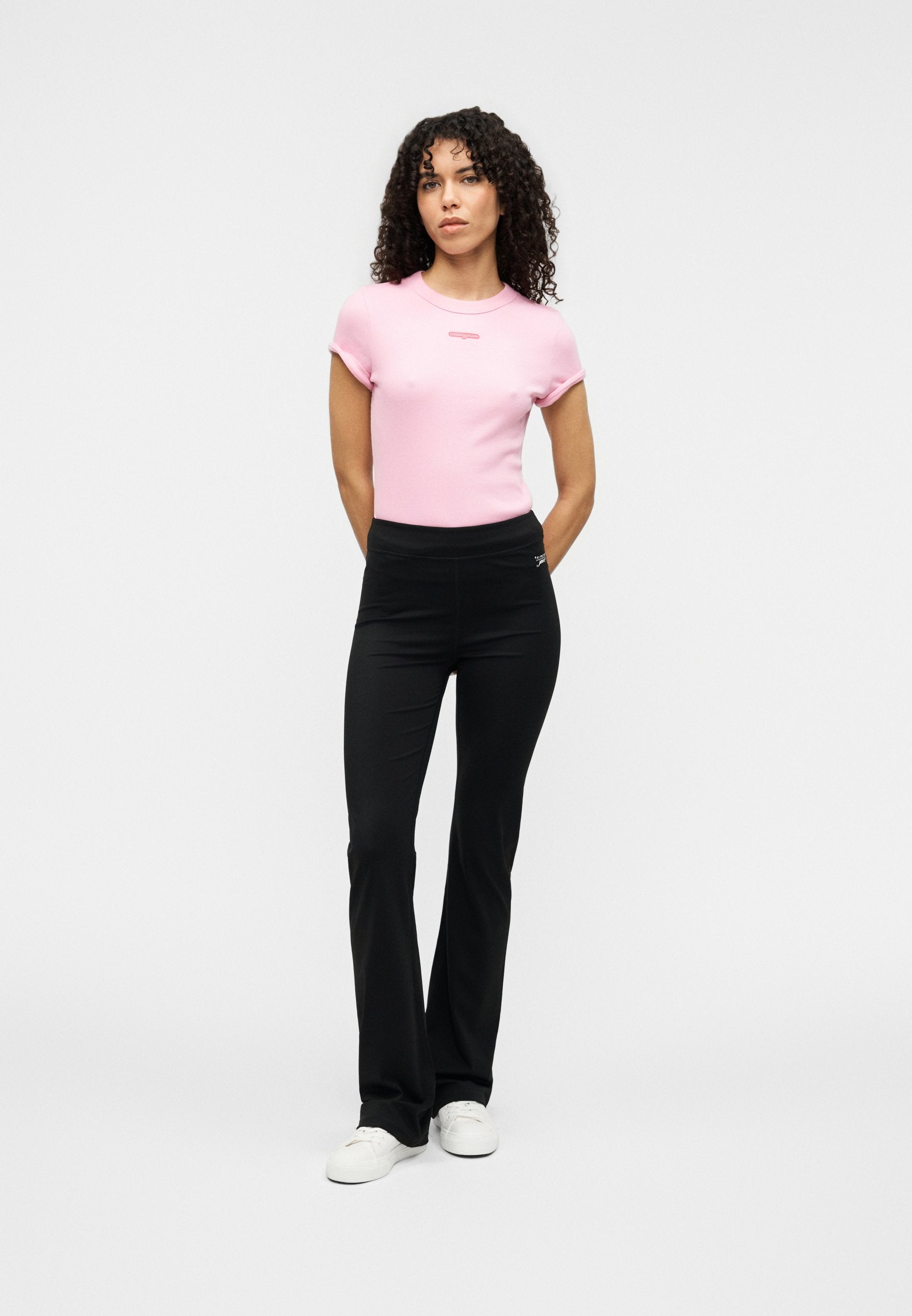 LOGO SLIM KICK FLARE LEGGINGS - Leggings - Trousers - black