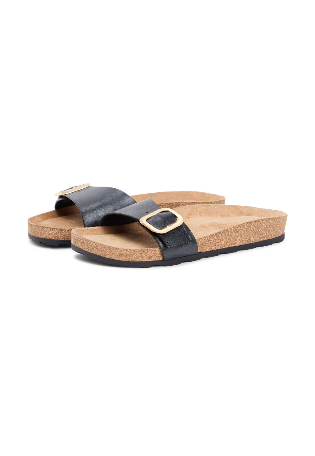 CORK FOOTBED SLIP-ON SANDALS - Pool slides - black