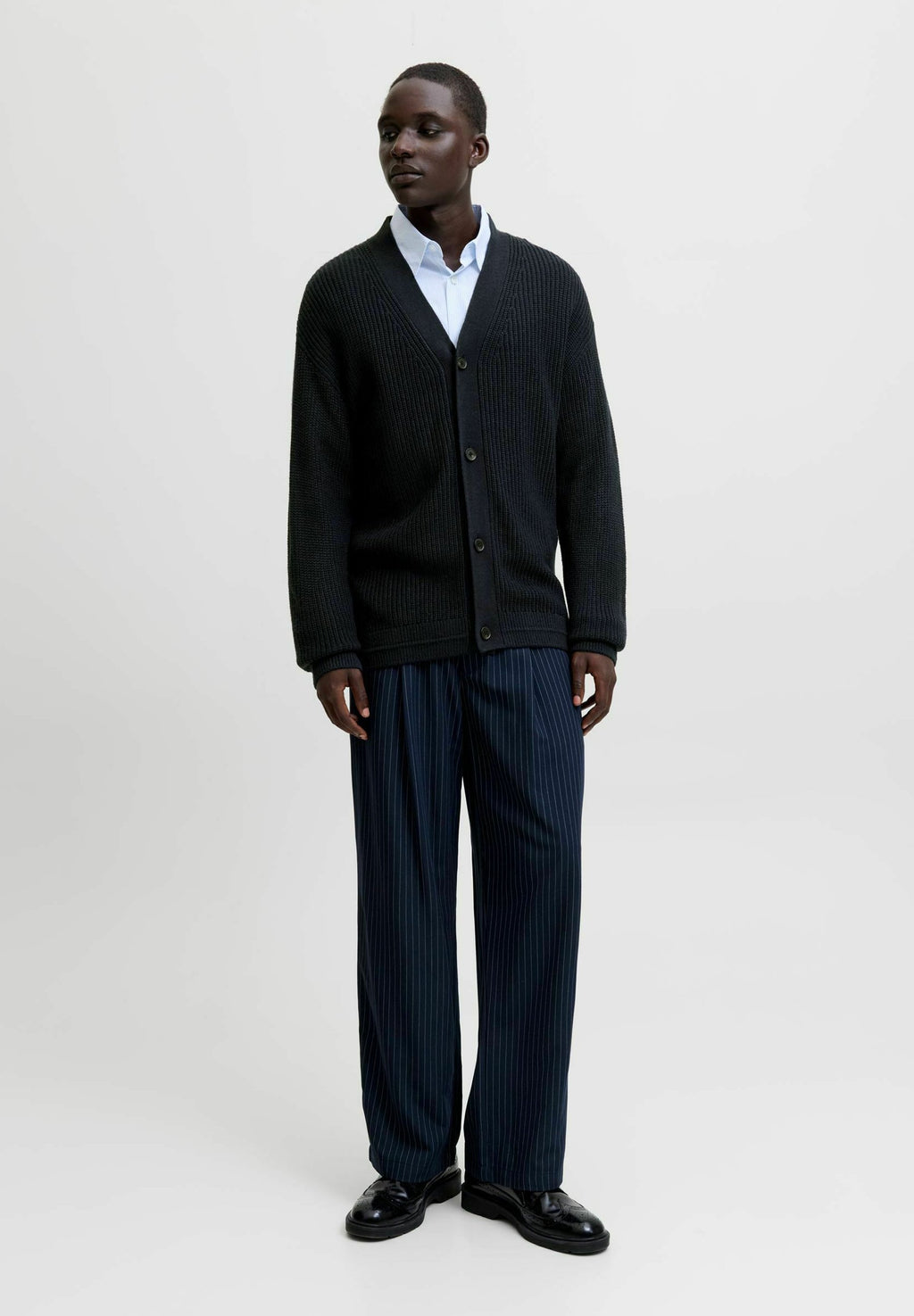 Knitted Plain Knitted - Cardigan - sky captain