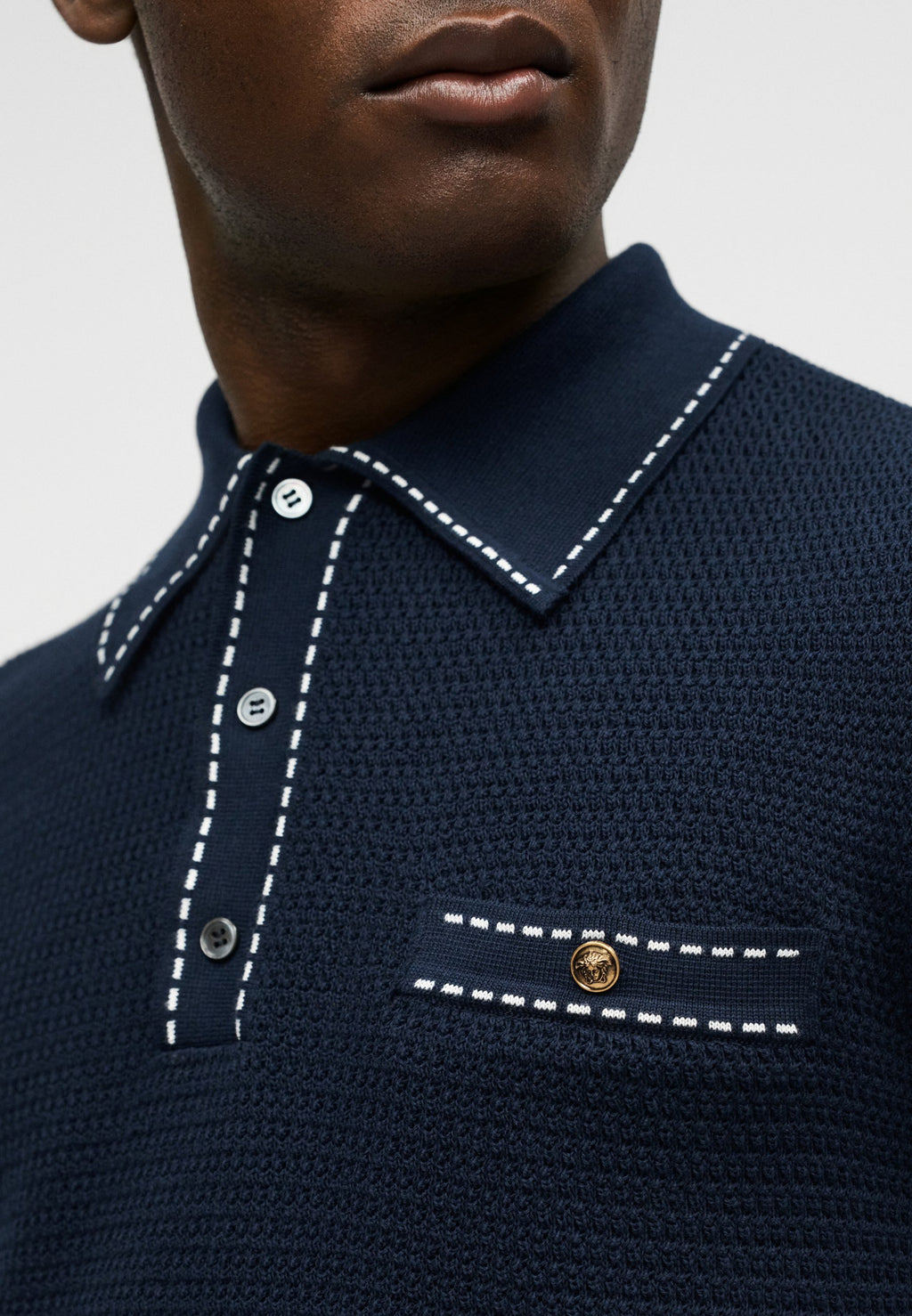 SWEATER TRATTEGGI - Polo shirt - navy