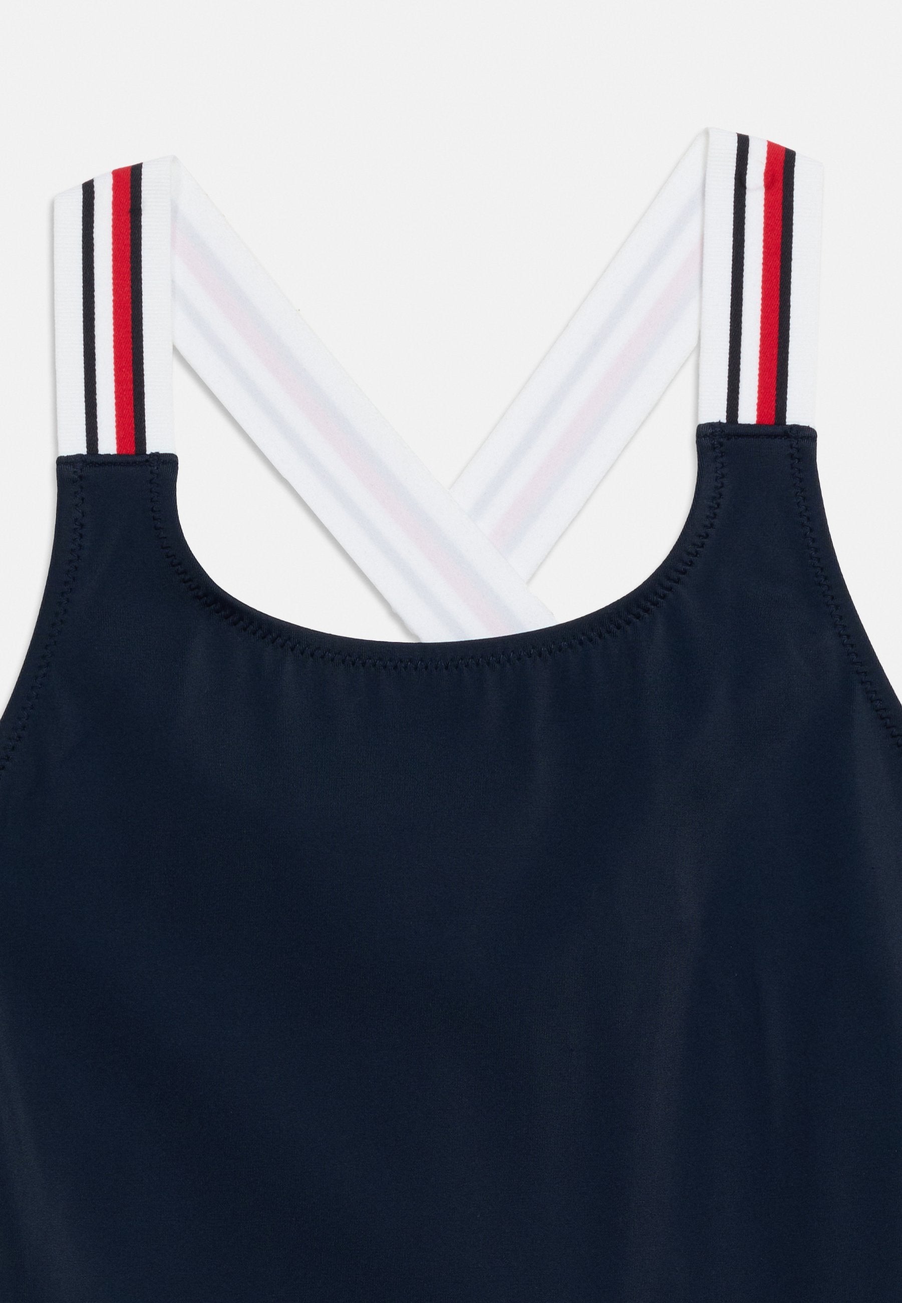 GLOBAL STRIPE SQUARE NECK CROSSOVER SWIMSUIT - Swimsuit - dark blue