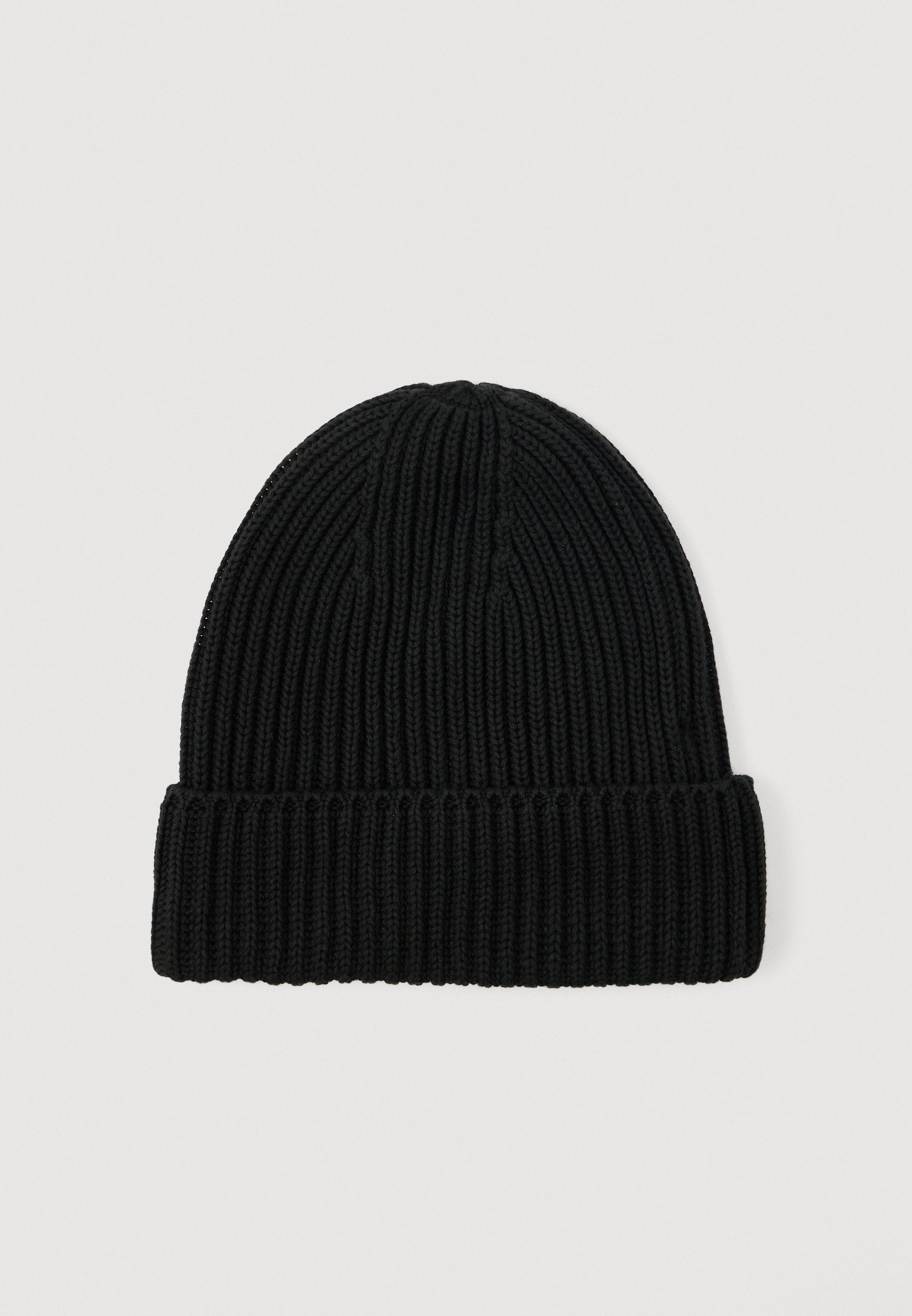 RUBBERISED LOGO KNIT BEANIE WITH WOOL - Beanie - black