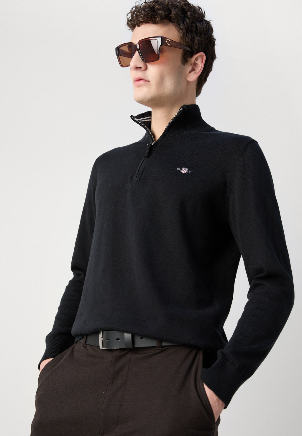 CLASSIC COTTON HALF ZIP - Jumper - black