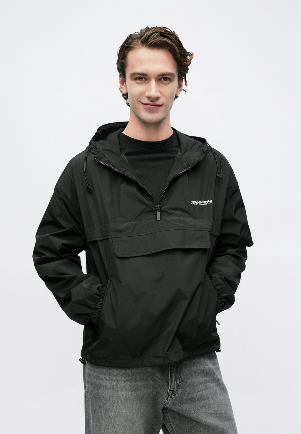 HOODED - Summer jacket - black