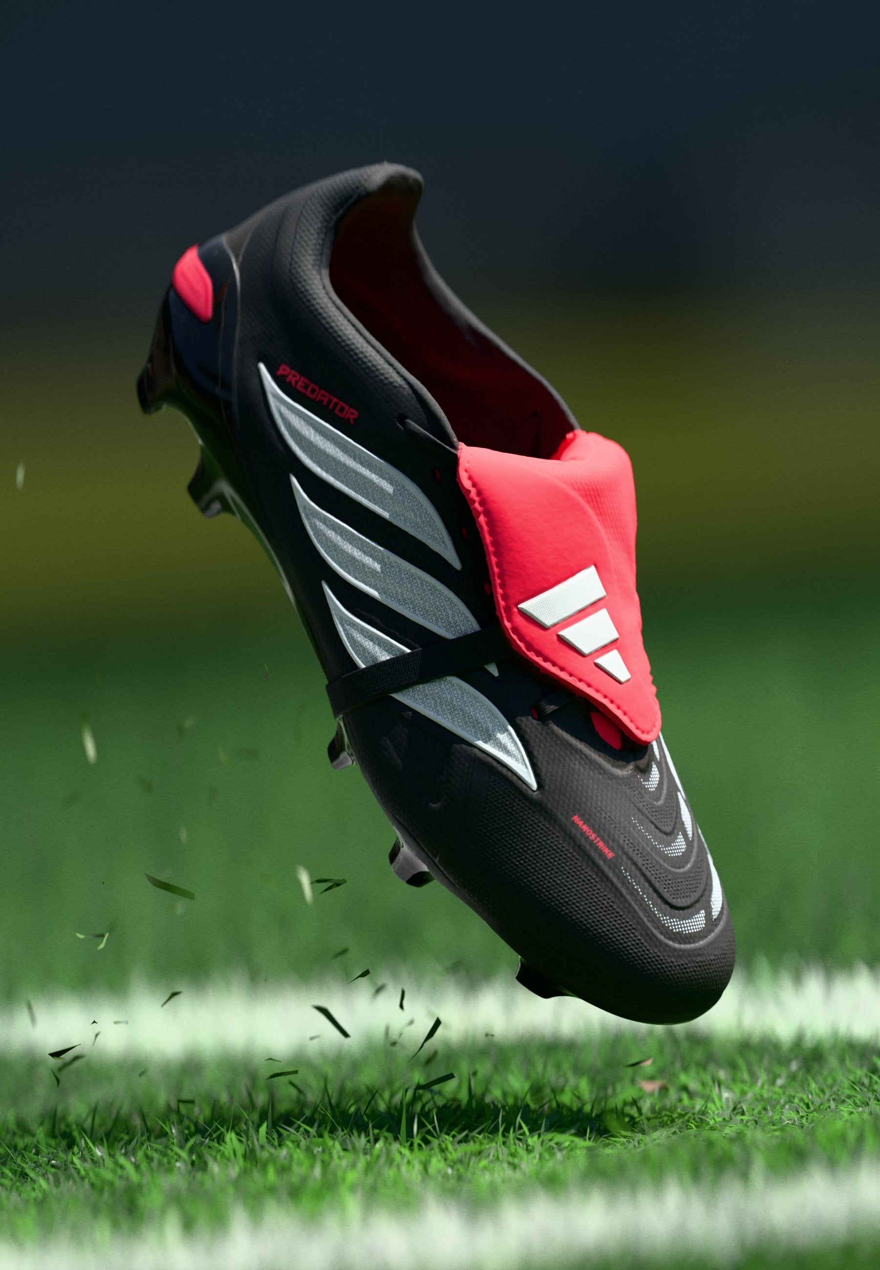 PREDATOR LİG KATLANIR DİL - Sabit zemin futbol ayakkabısı - core black/footwear white/lucid red