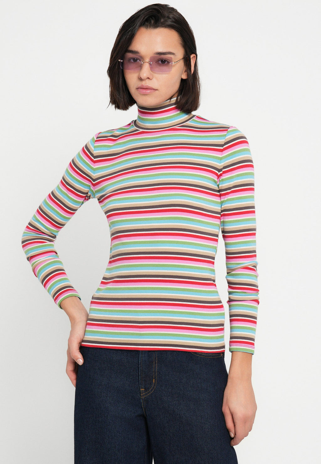 BRUSHED T NECK - Long sleeved top - multi-coloured
