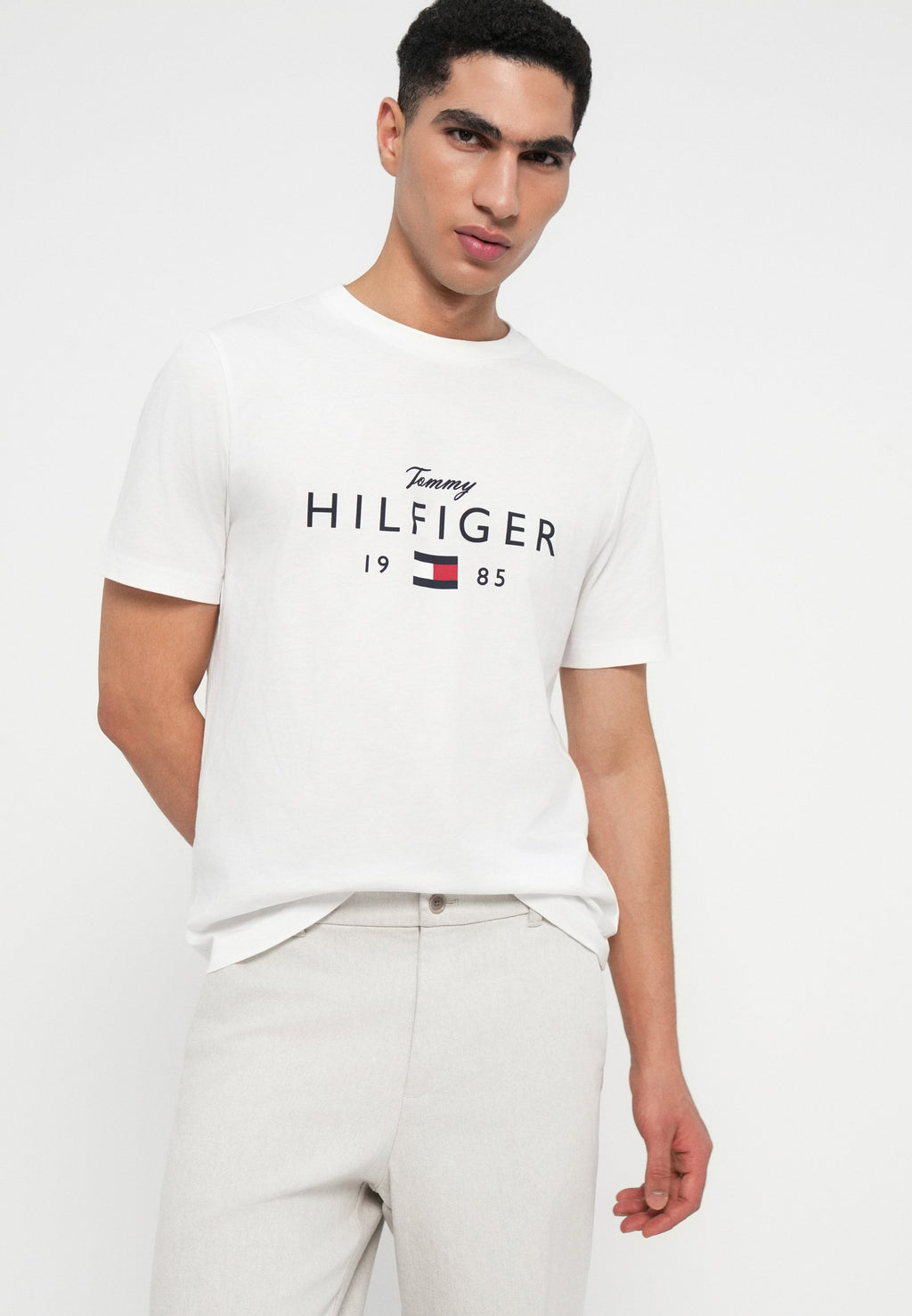 LOGO GRAPHIC JERSEY CREW NECK T-SHIRT - Print T-shirt - white