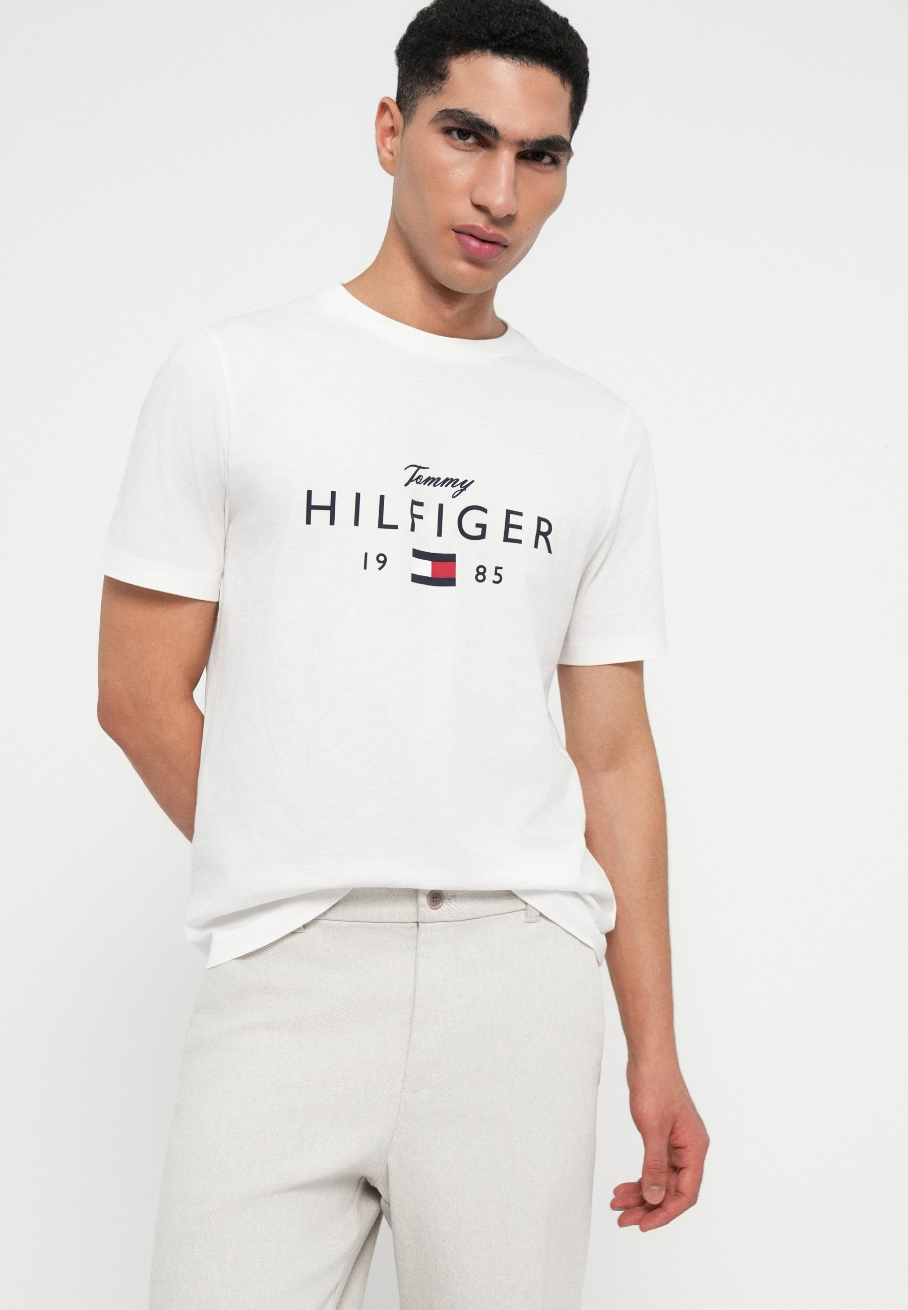 LOGO GRAPHIC JERSEY CREW NECK T-SHIRT - Print T-shirt - white