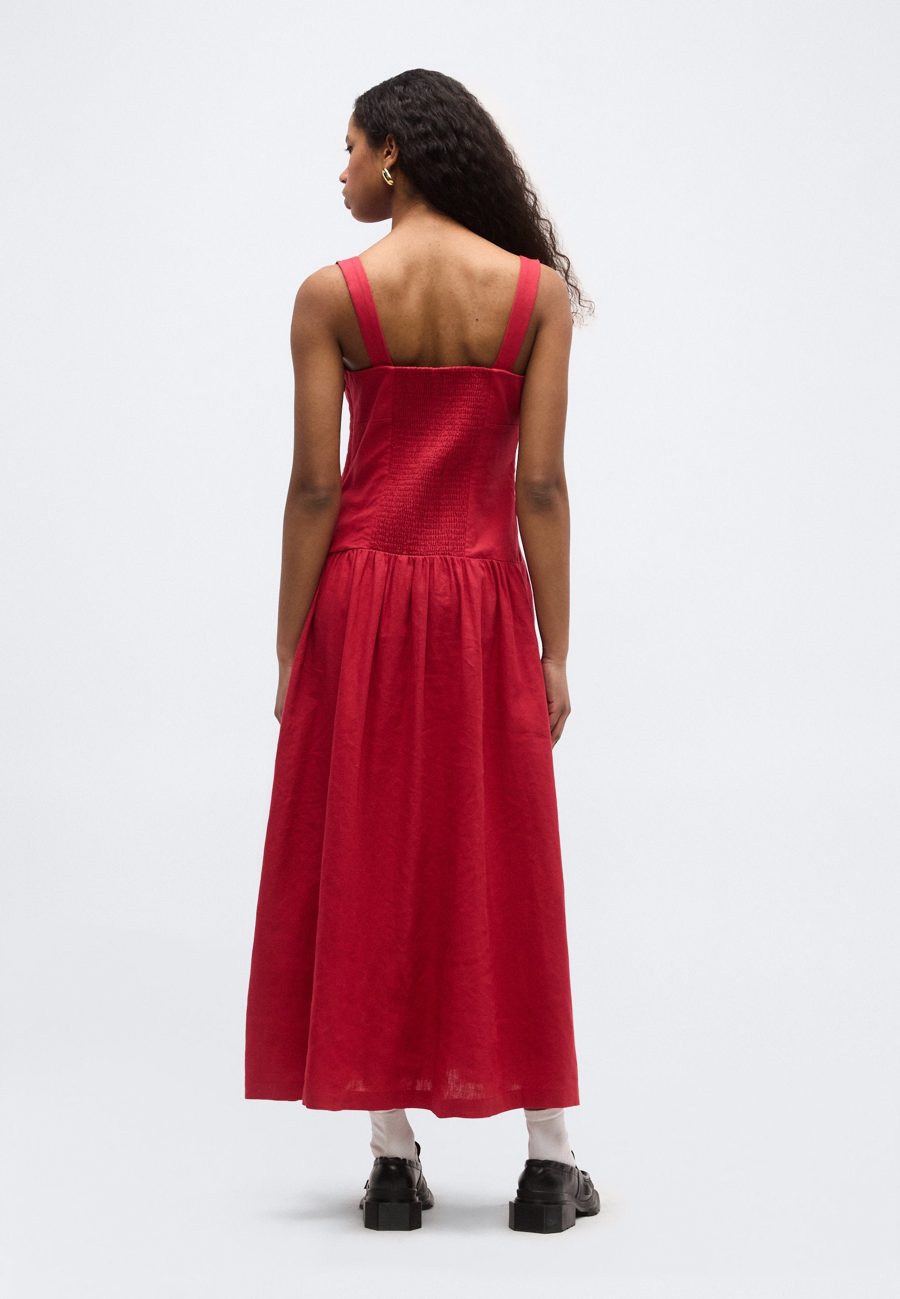 ROBE CORSAGE TAILLE BASSE - Robe longue - rouge chakra