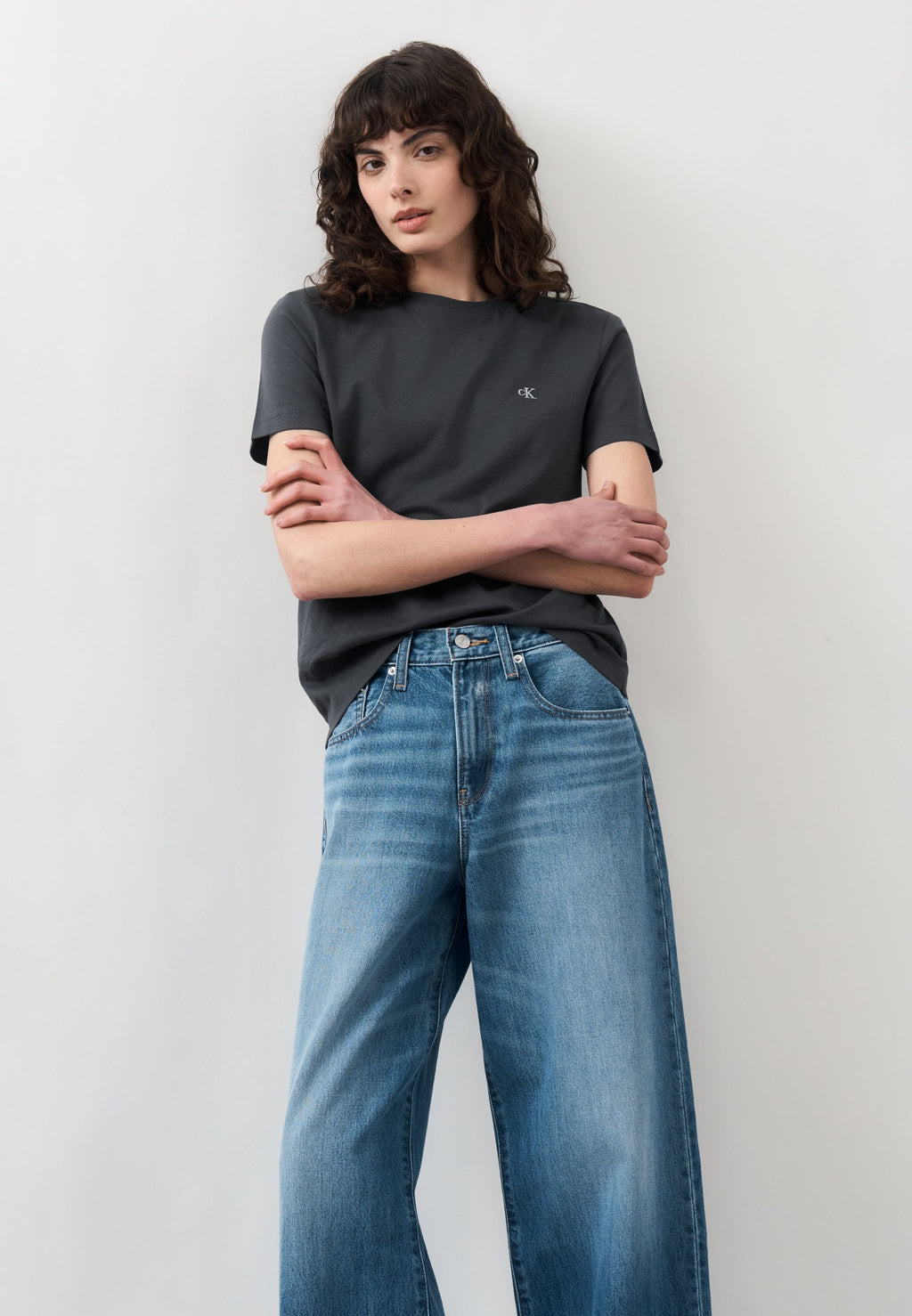 MONOGRAM CREW TEE - Basic T-shirt - dark grey