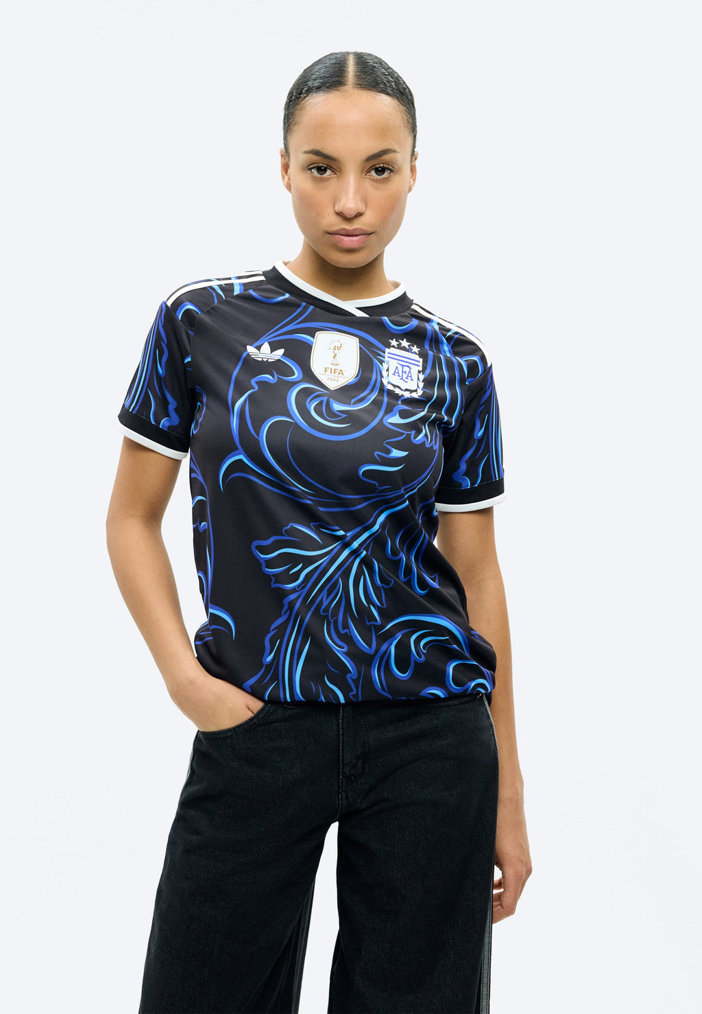 MAILLOT DE PRÉPARATION ARGENTINE 26 EXTÉRIEUR - T-shirt de sport - black/lucid blue/blue burst