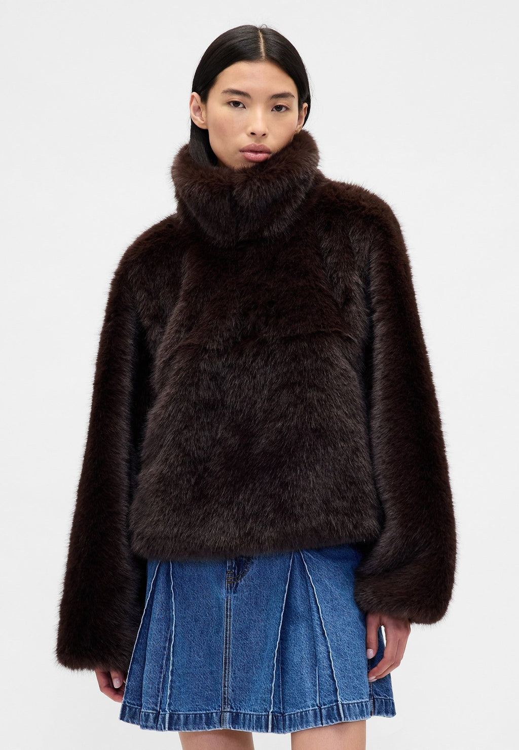 GAP SANDY LIANG VEGAN FUR HALF-ZIP PULLOVER - Fleece jumper - terra brown